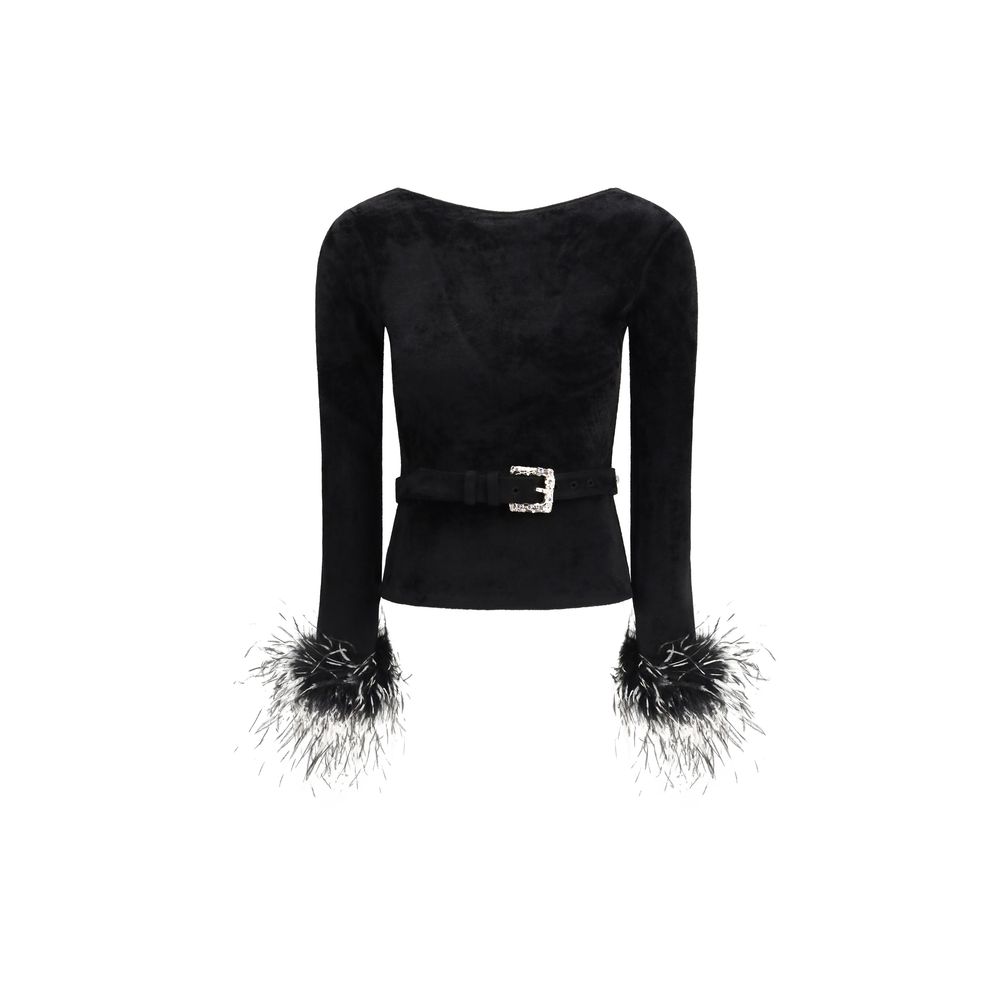 Self-Portrait Black Viscose Women's Blouse