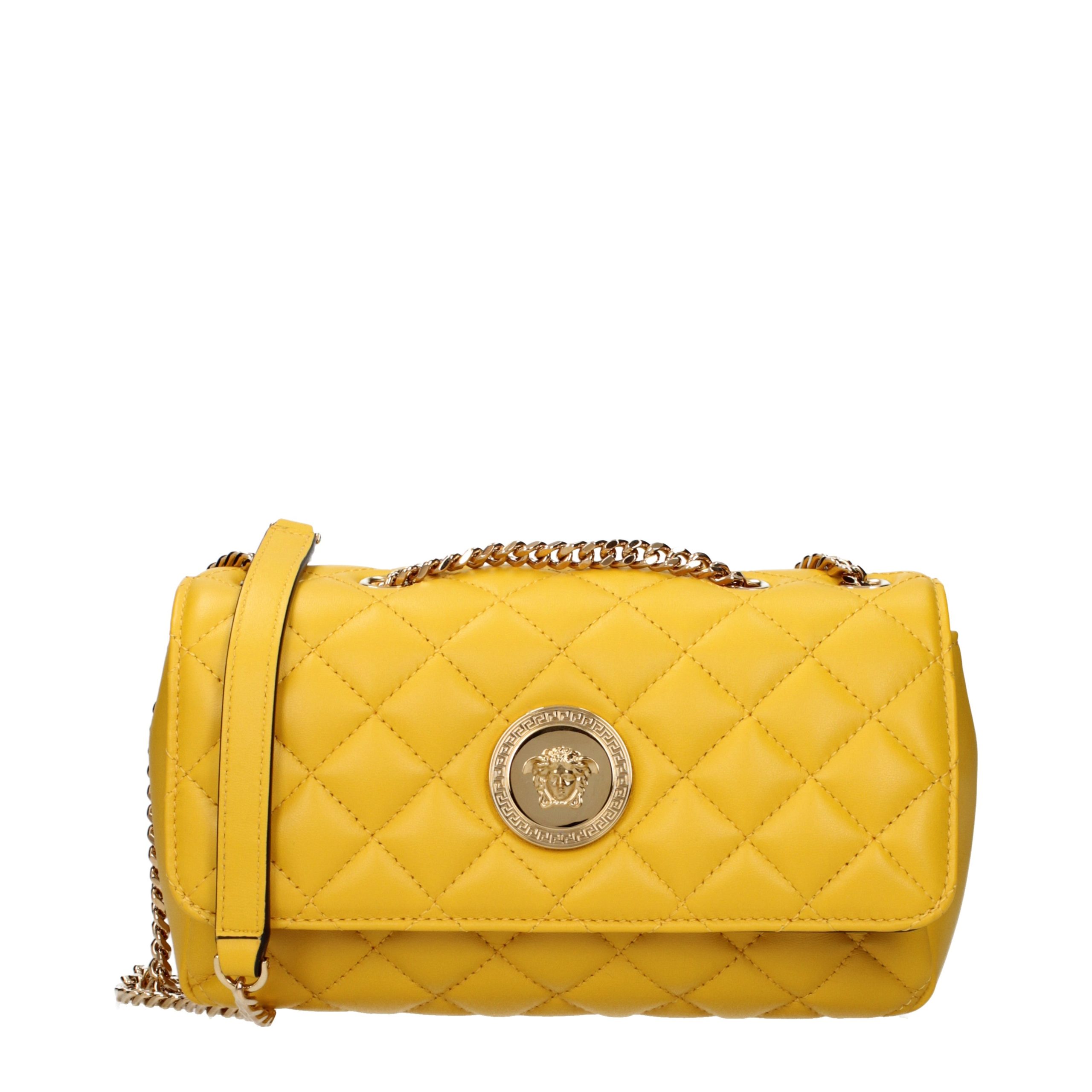 Versace Yellow Leather Shoulder Women's Bag