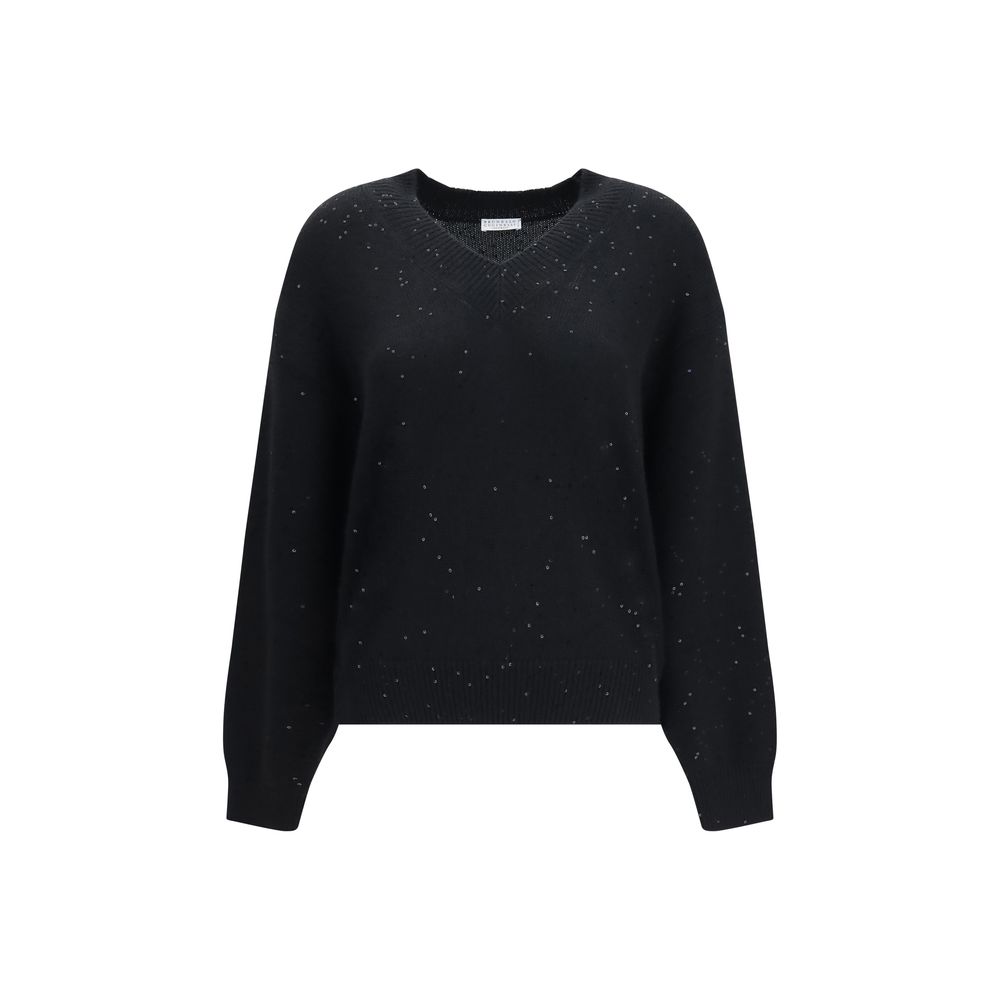 Brunello Cucinelli Black Cashmere Women's Sweater