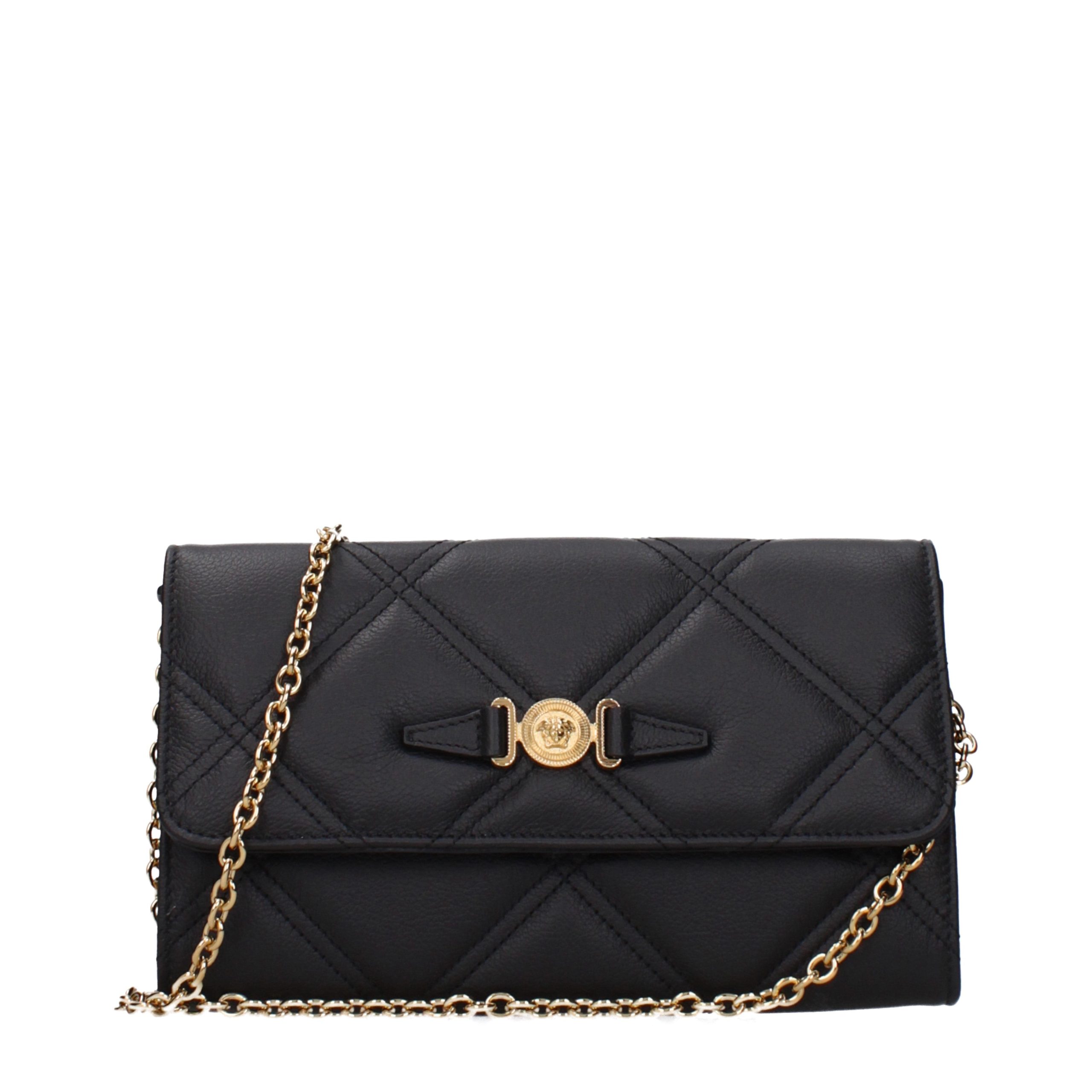 Versace Black Leather Clutch Women's Bag