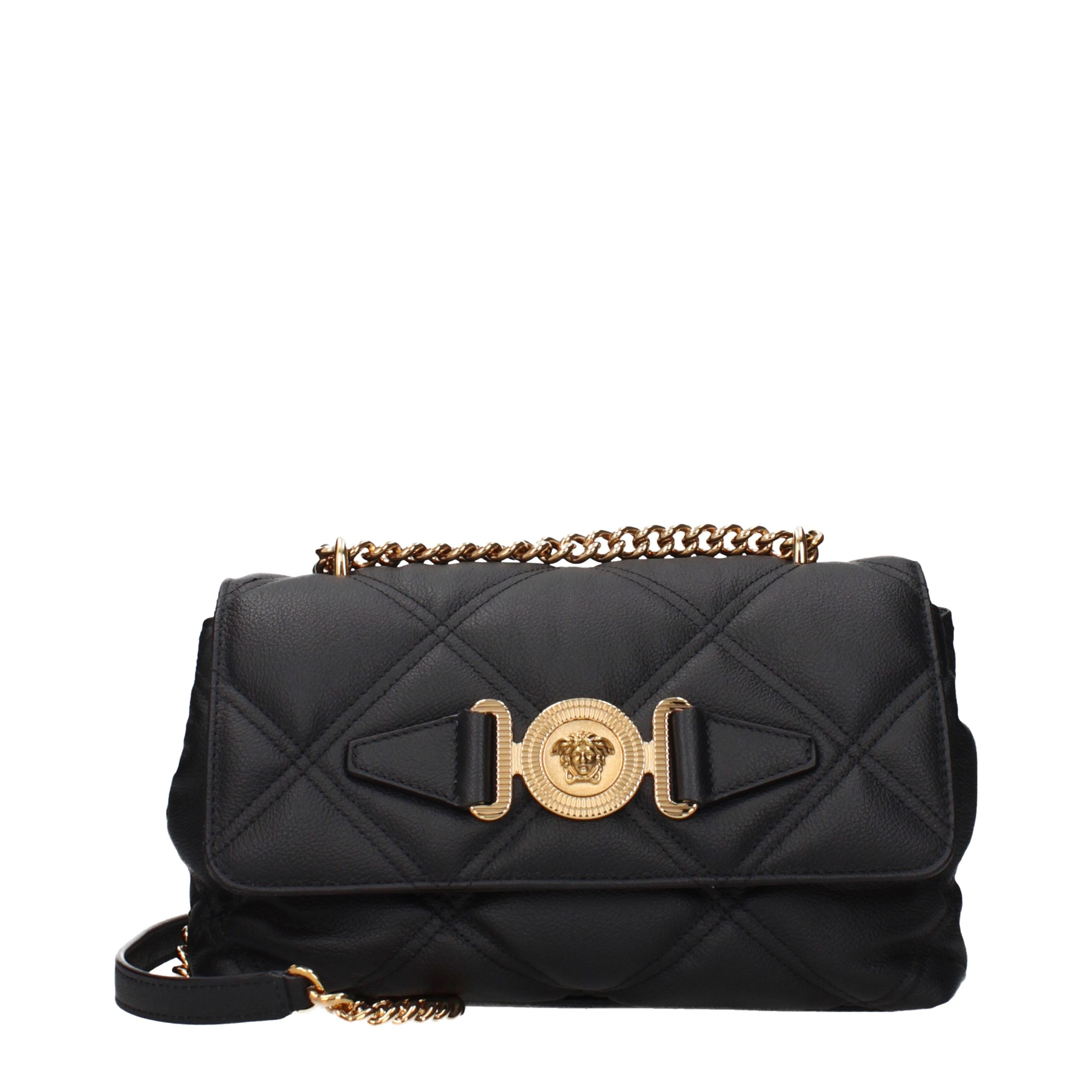 Versace Black Leather Shoulder Women's Bag