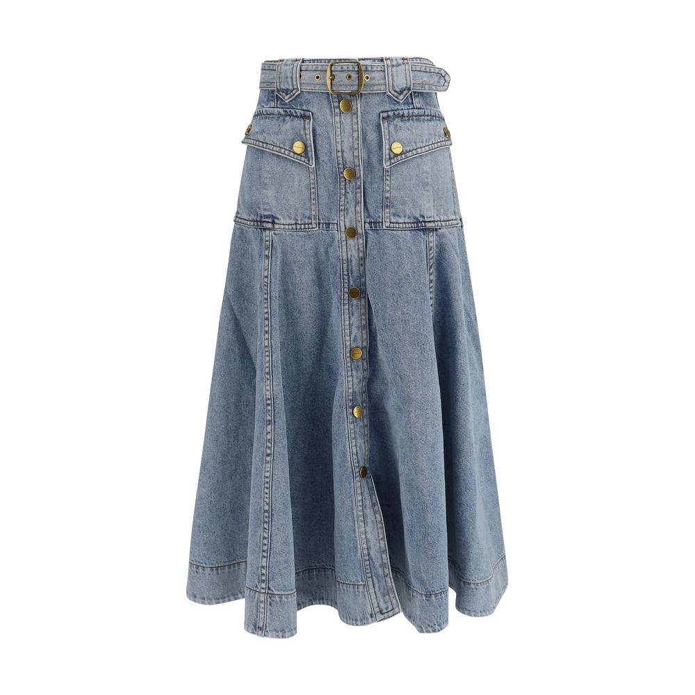 Zimmermann Blue Cotton Midi Women's Skirt