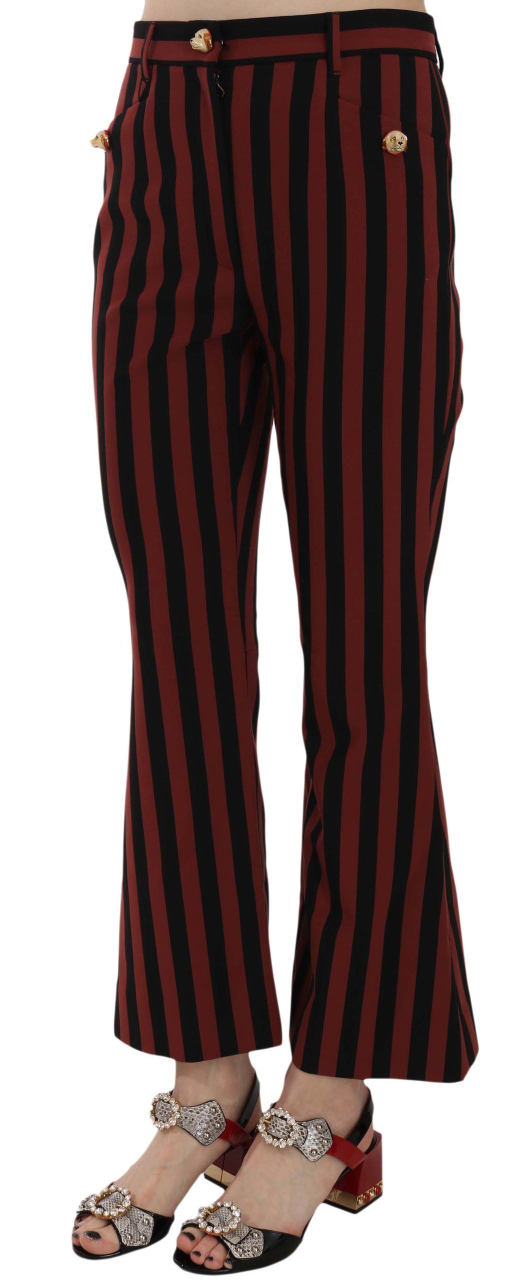 Black Amaranth Stripe Cropped Flared Pants