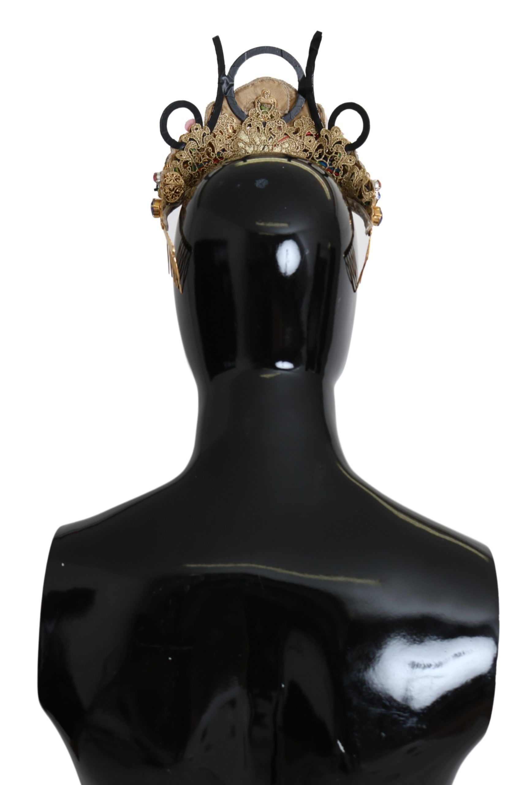Dolce & Gabbana Gold Brass Floral Crystals Led Lights Crown Tiara Diadem Accessory - Women