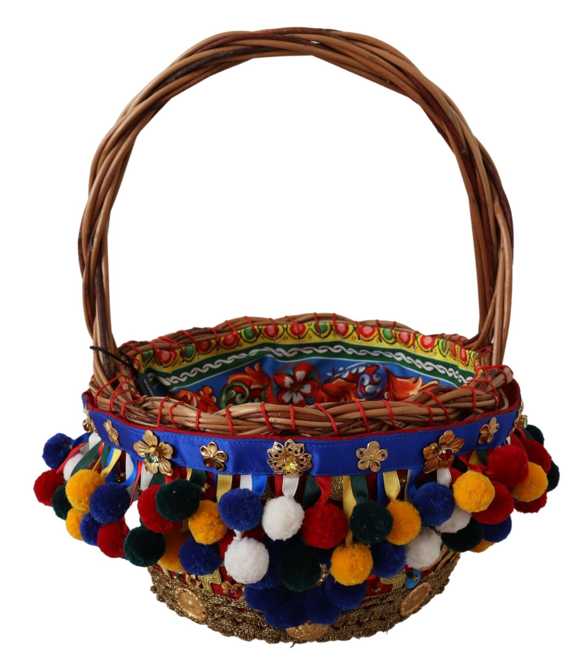 【VIP価格】DOLCE & GABBANA Multicolor Wicker Tote Dolce & Gabbana Multicolor Embellished Wicker Women's Tote