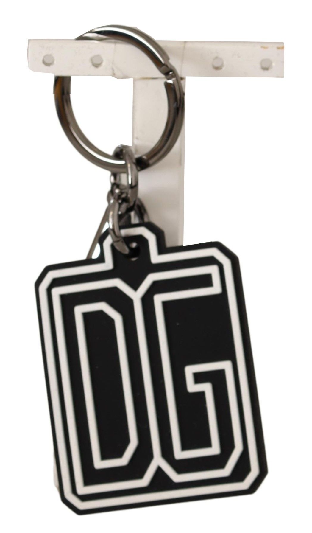 Dolce Gabbana Elegant Silver Rubber Designer Men's Keyring