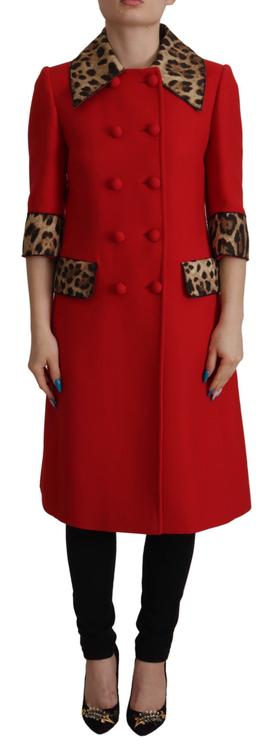 【VIP価格】DOLCE & GABBANA Elegant Red Leopard Trench Coat Dolce & Gabbana Elegant Red Leopard Trench Women's Coat