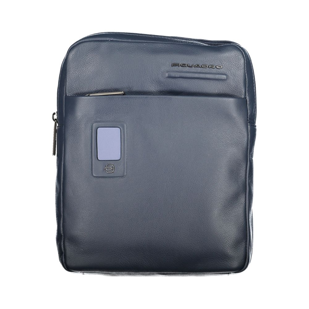 Piquadro Elegant Blue Leather Shoulder Bag with Contrasting Men's Accents