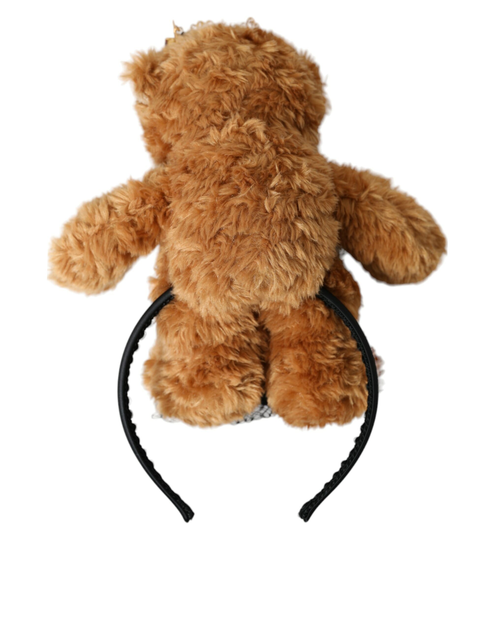 Dolce & Gabbana Brown Teddy Bear Gold Crystal Crown Hair Band Diadem Polyester Brass Accessory - Women