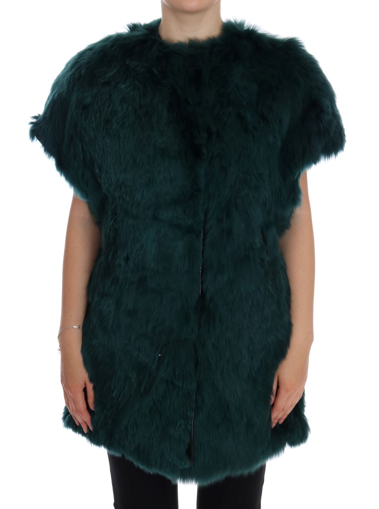 【VIP価格】DOLCE & GABBANA Green Alpaca Vest Dolce & Gabbana Exquisite Green Alpaca Fur Long Women's Vest