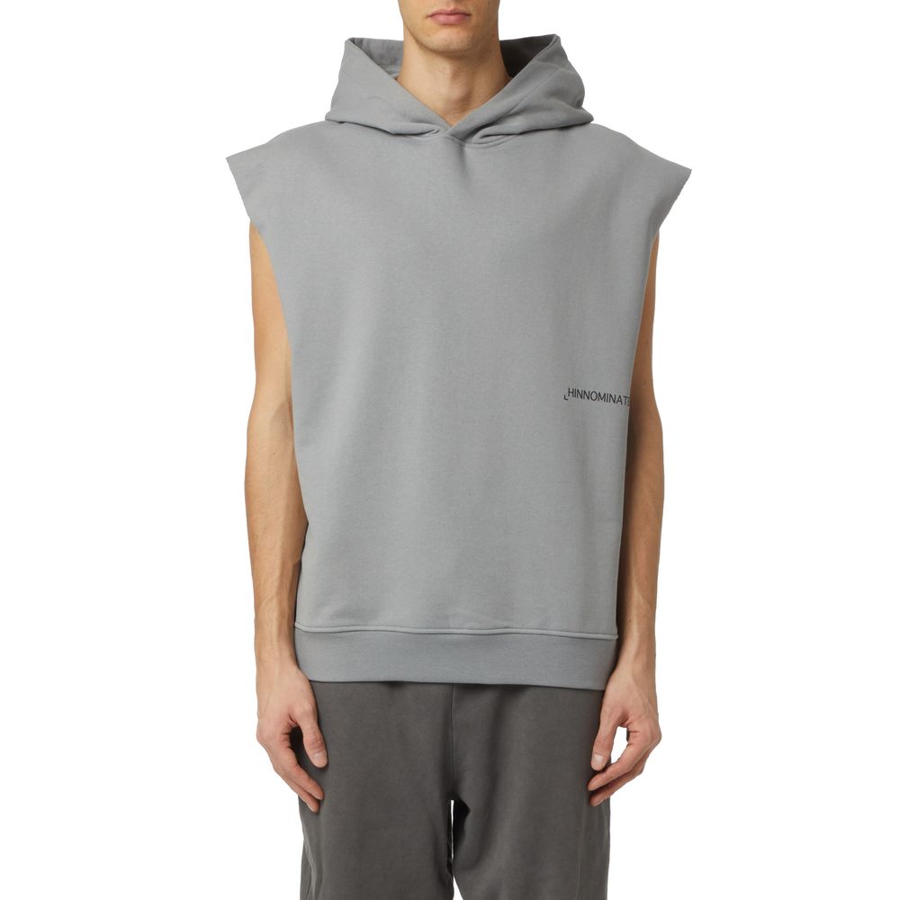 Gray Cotton Men Hooded Sweater