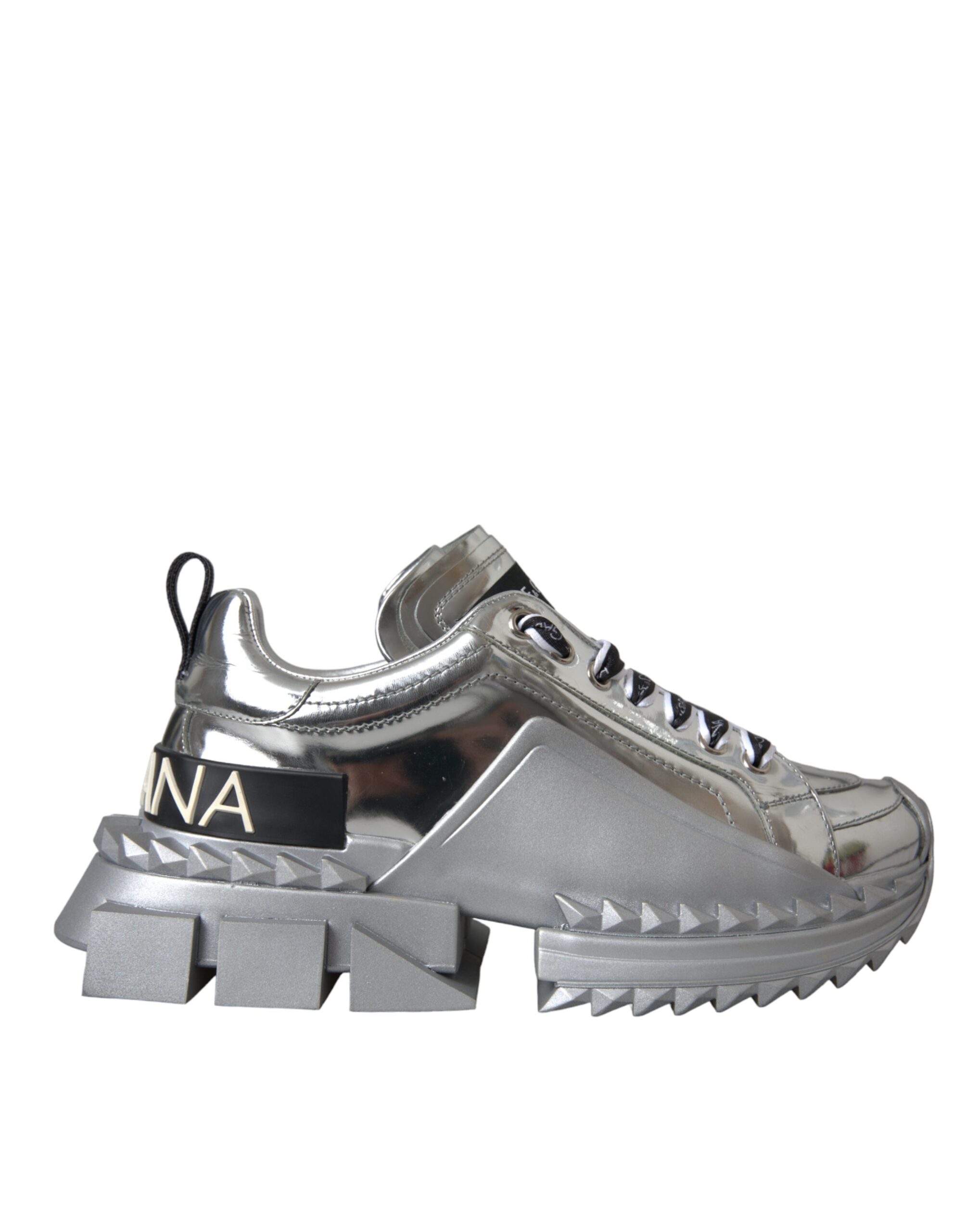 Dolce & Gabbana Silver Leather Super Queen Sneakers Women's