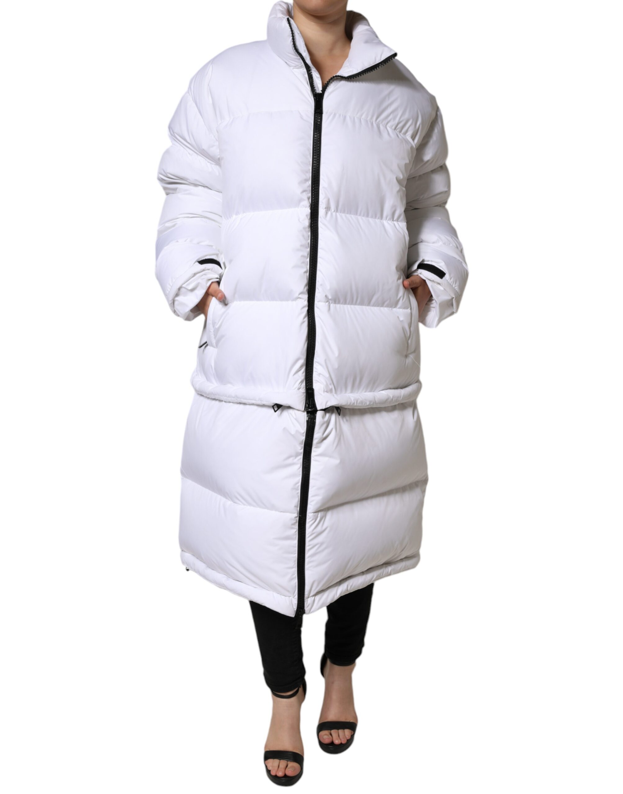 【VIP価格】DOLCE & GABBANA White Quilted Puffer Jacket Dolce & Gabbana White Puffer Quilted Full Zip Coat Women's