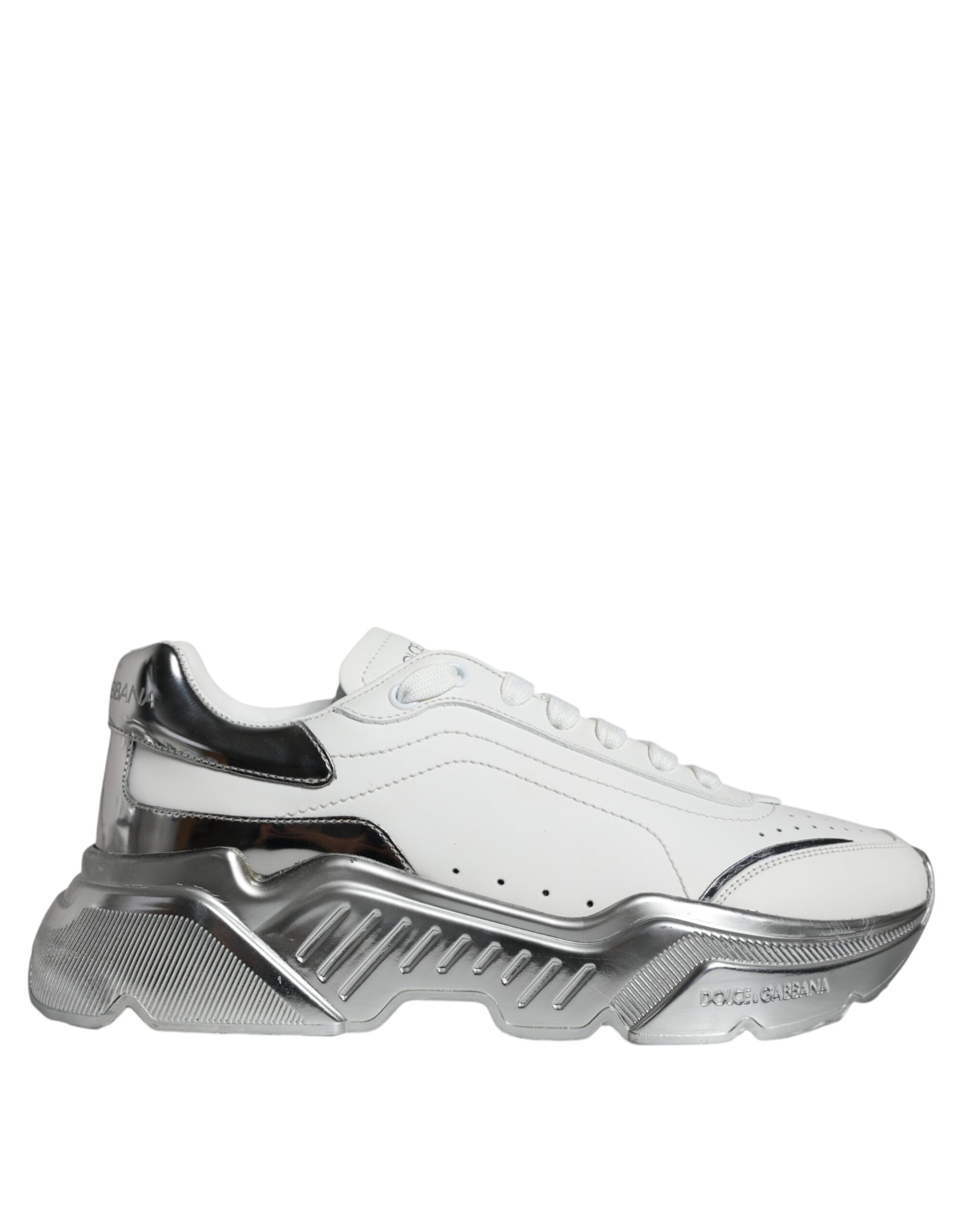 Dolce & Gabbana White Silver Daymaster Low Top Sneakers