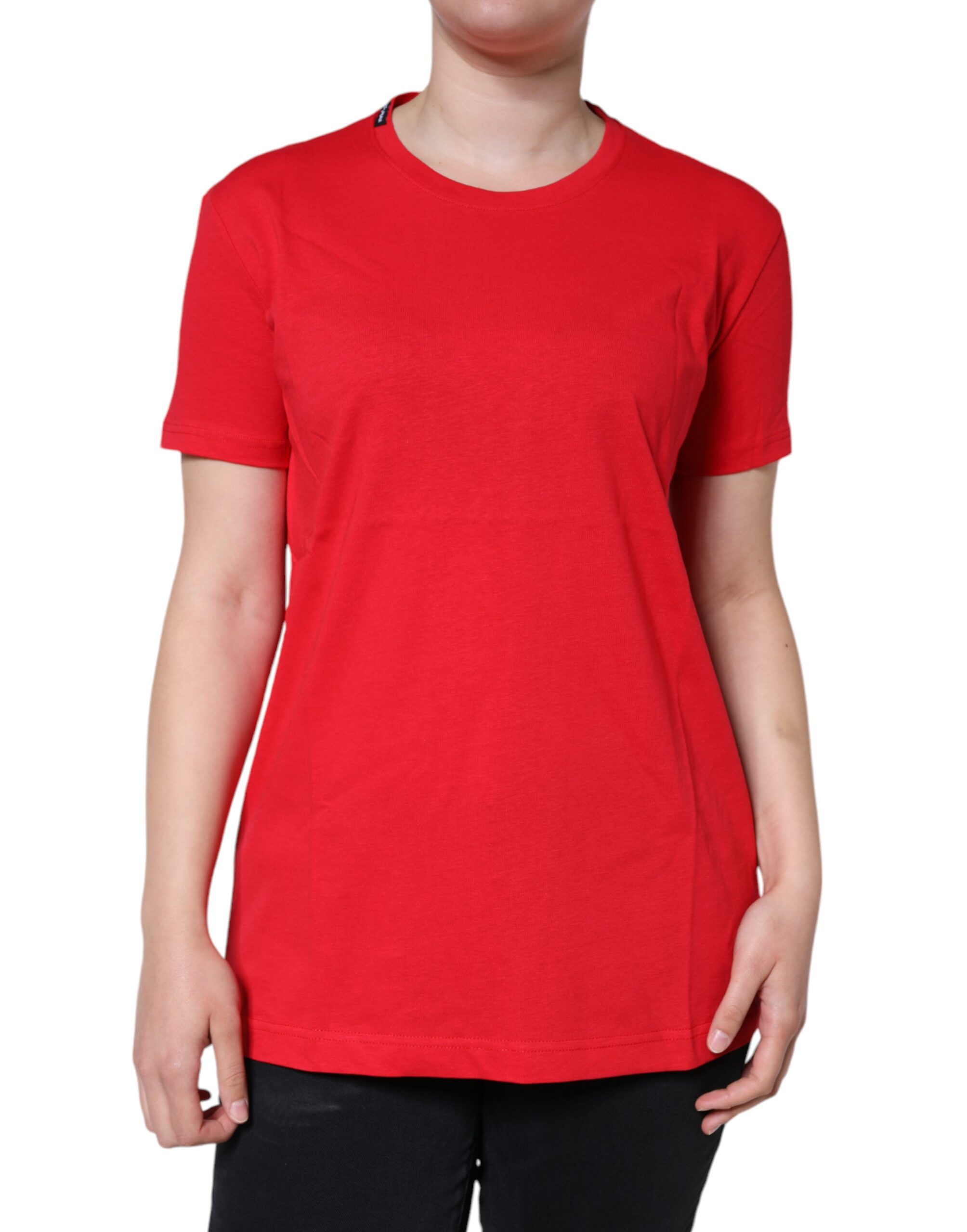 Dolce & Gabbana Red Cotton Crew Neck Short Sleeve Tee