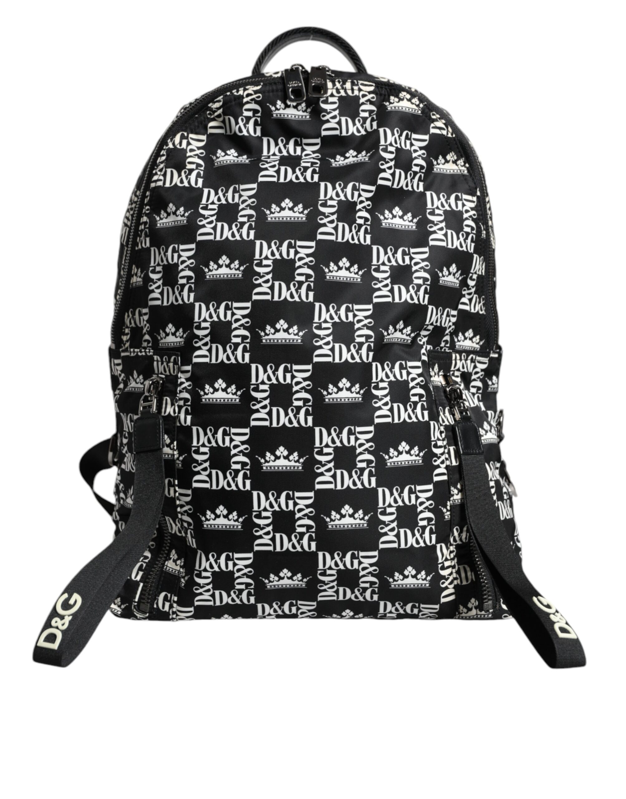 Dolce & Gabbana Black White DG Crown Logo Nylon Backpack
