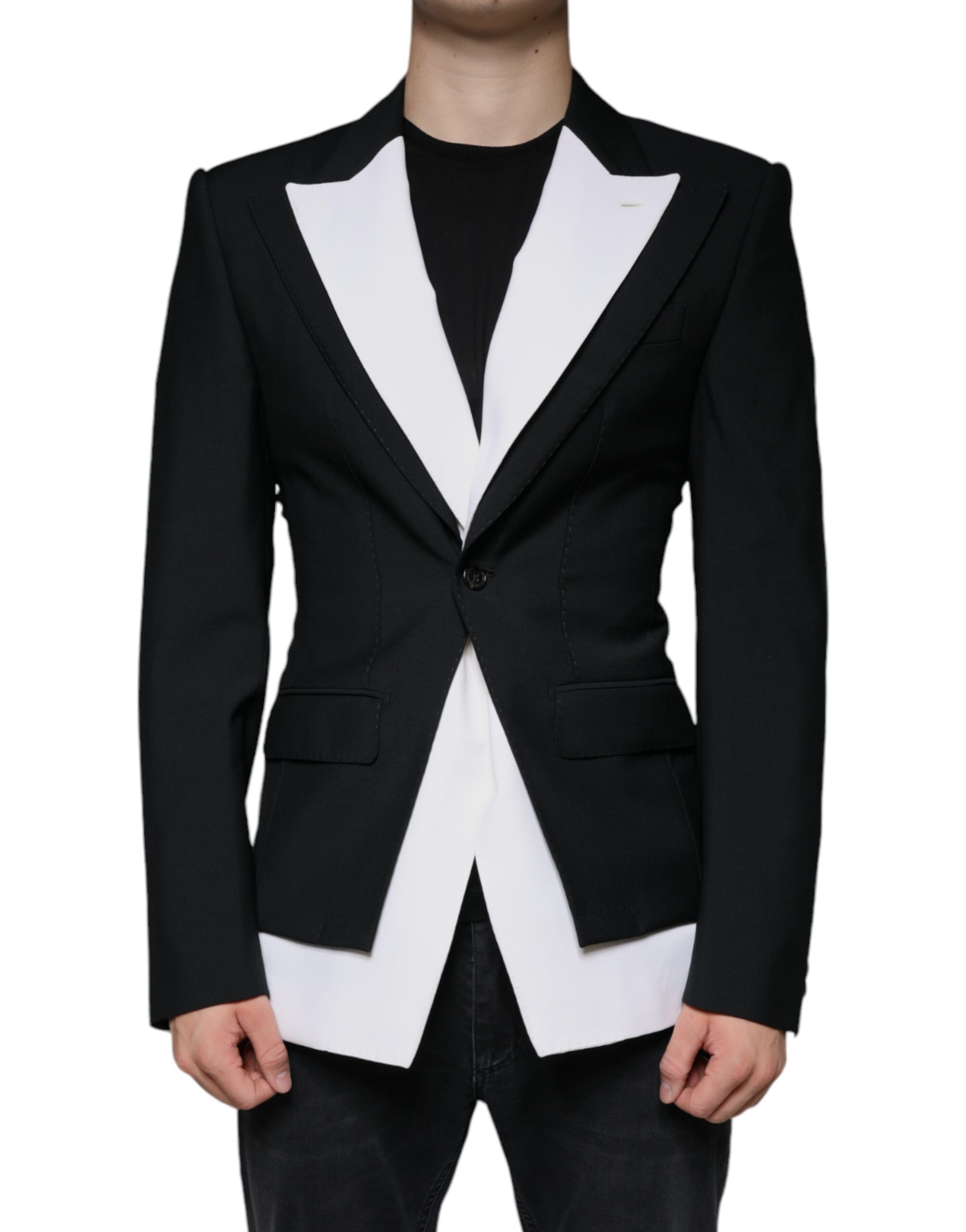 【関税&送料込】Dolce & Gabbana Blazer Dolce & Gabbana Black White Single Breasted Dress Men's