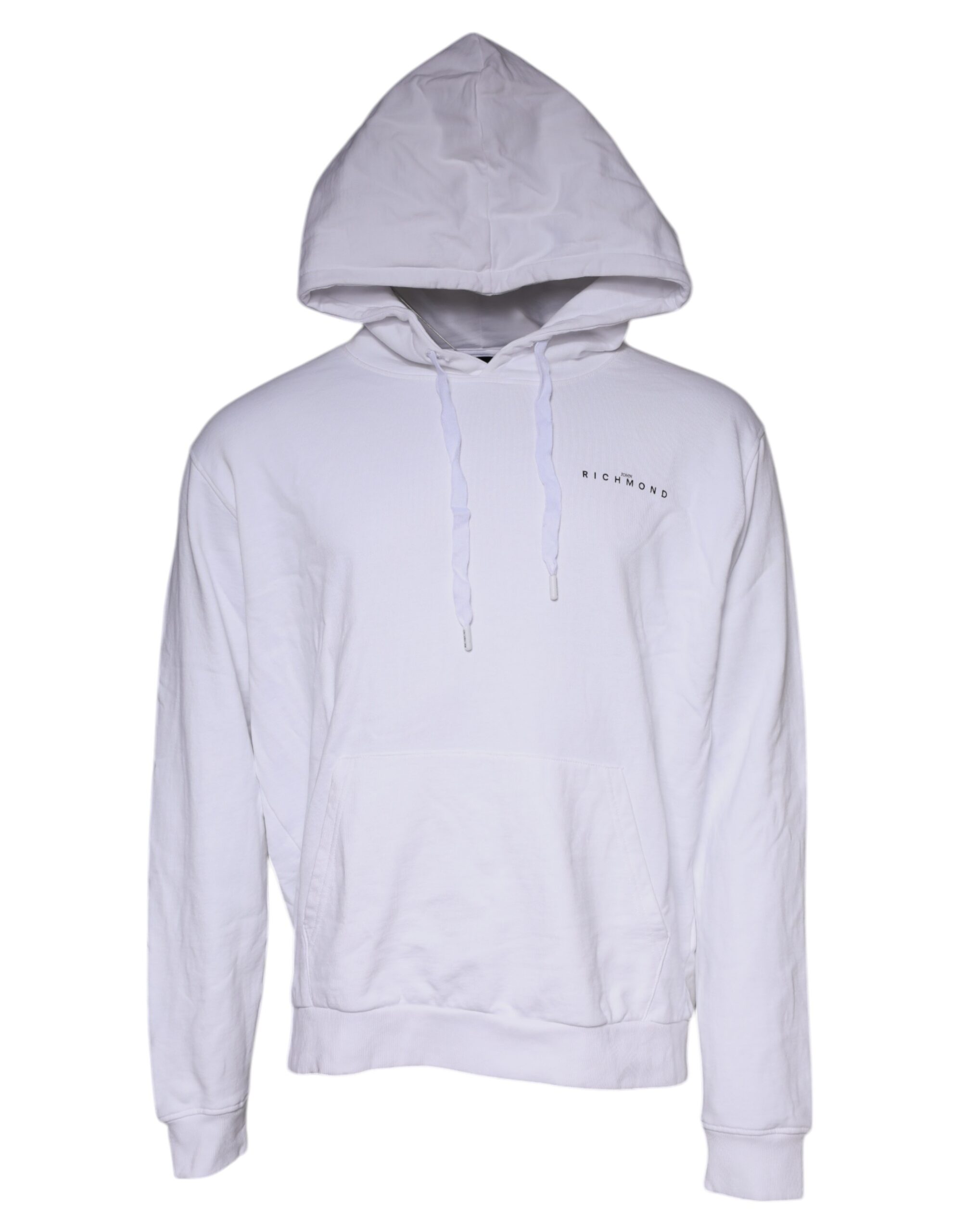 John Richmond White Logo Cotton Hooded Sweatshirt Men's Sweater (Pre-Owned)