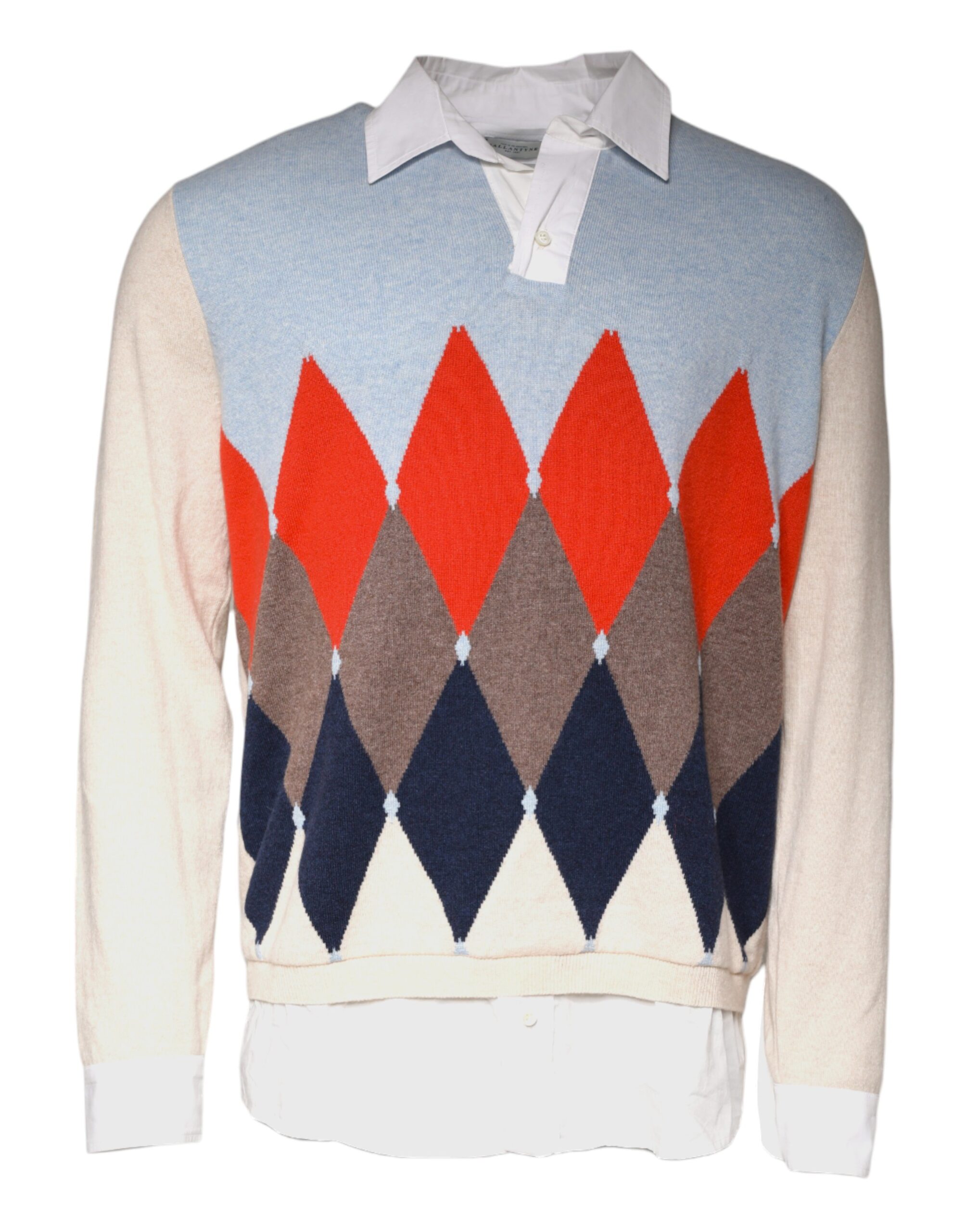 Ballantyne Multicolor Patterned Collared Long Sleeves Pullover Men's Sweater (Pre-Owned)