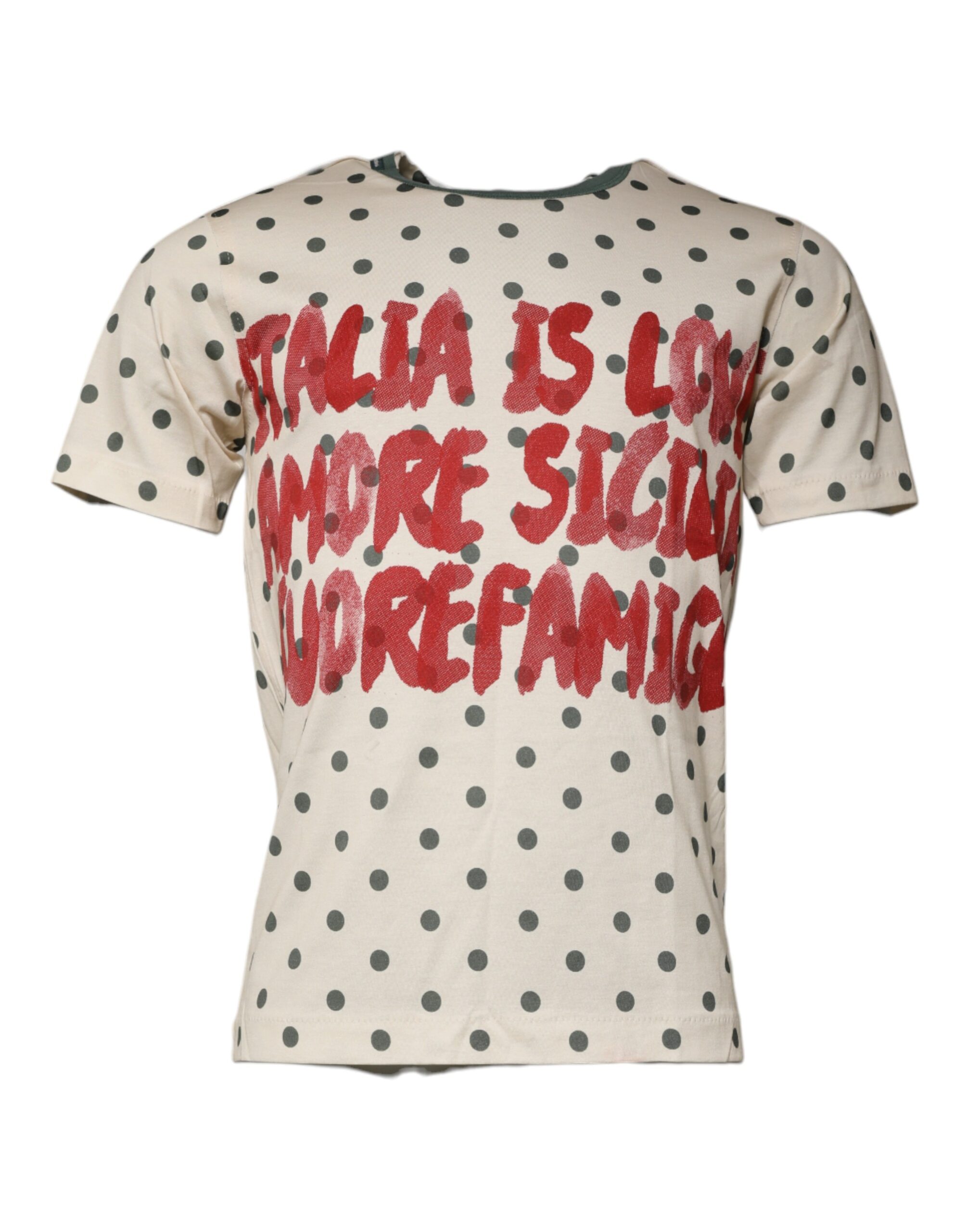 Dolce & Gabbana Beige Graphic Print Polka Dot Cotton Men's T