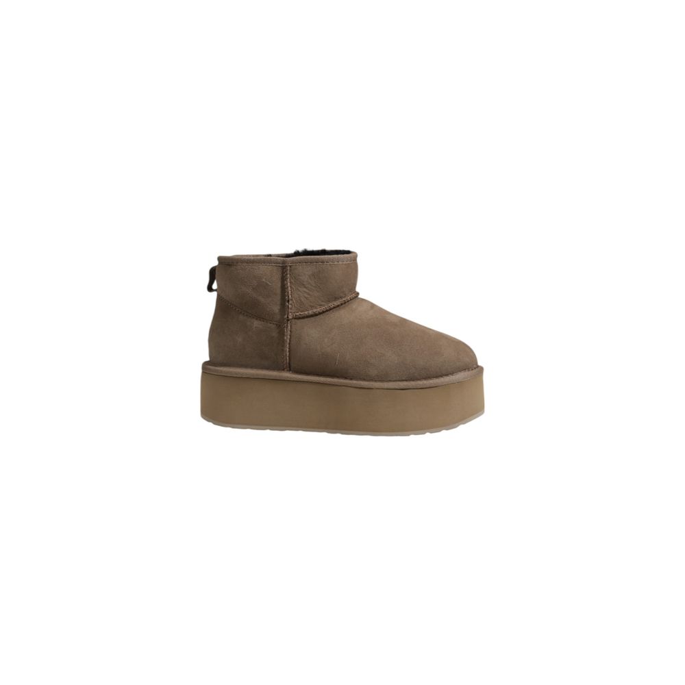 Beige Leather Ankle