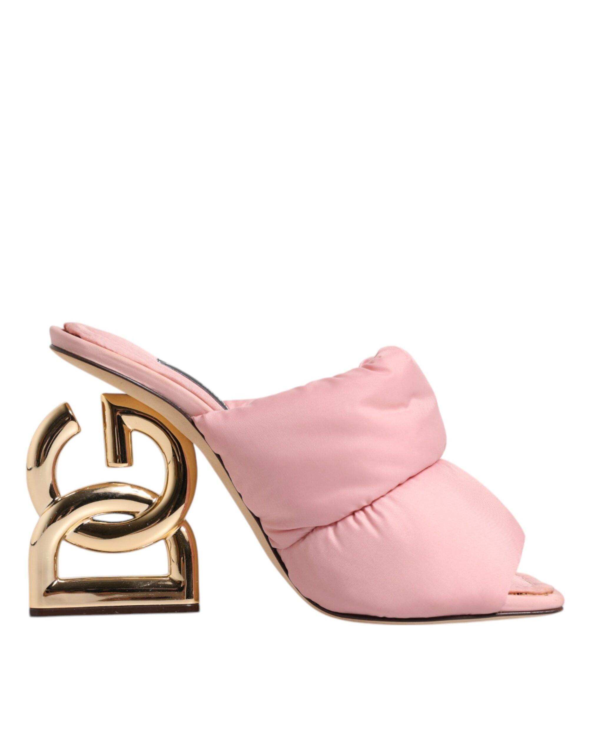 Dolce & Gabbana Pink Quilted DG Heel Slide Sandals Women's