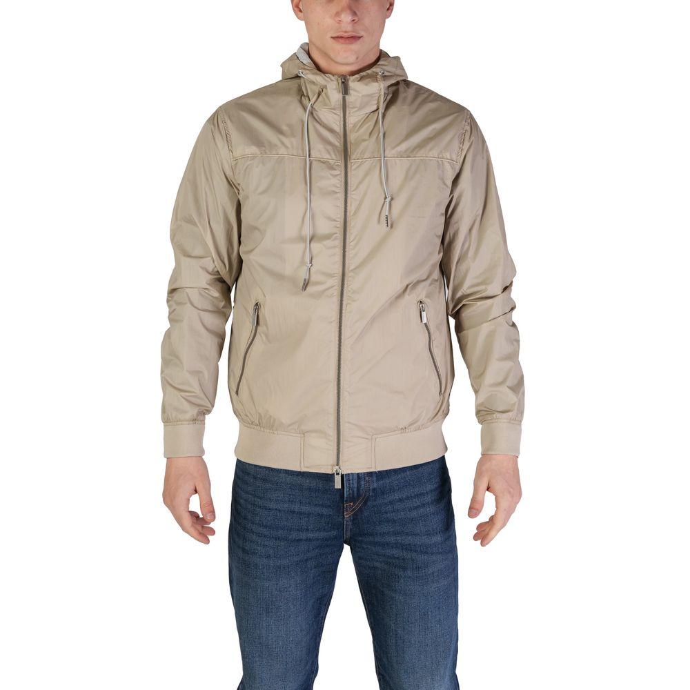 Beige Nylon Jackets & Coat
