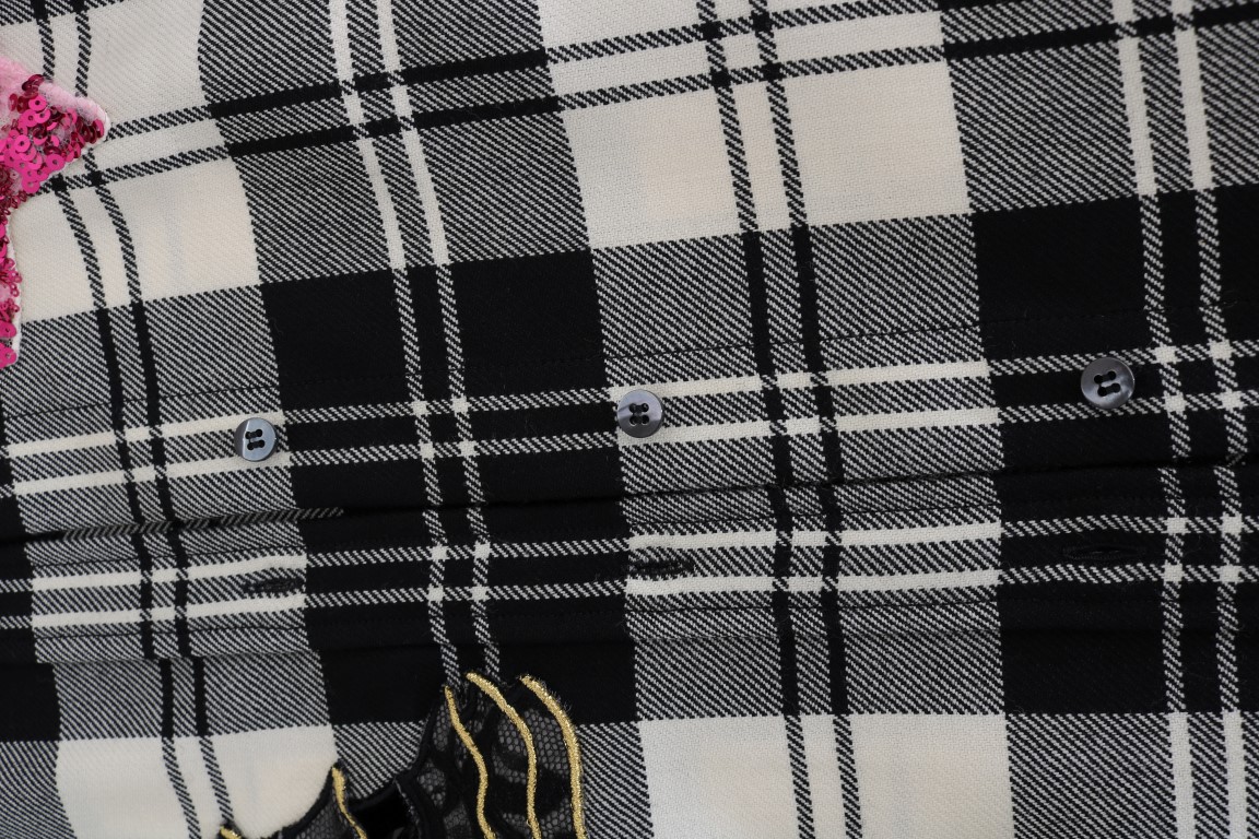 Enchanted Sequin Checkered Wool Shirt
