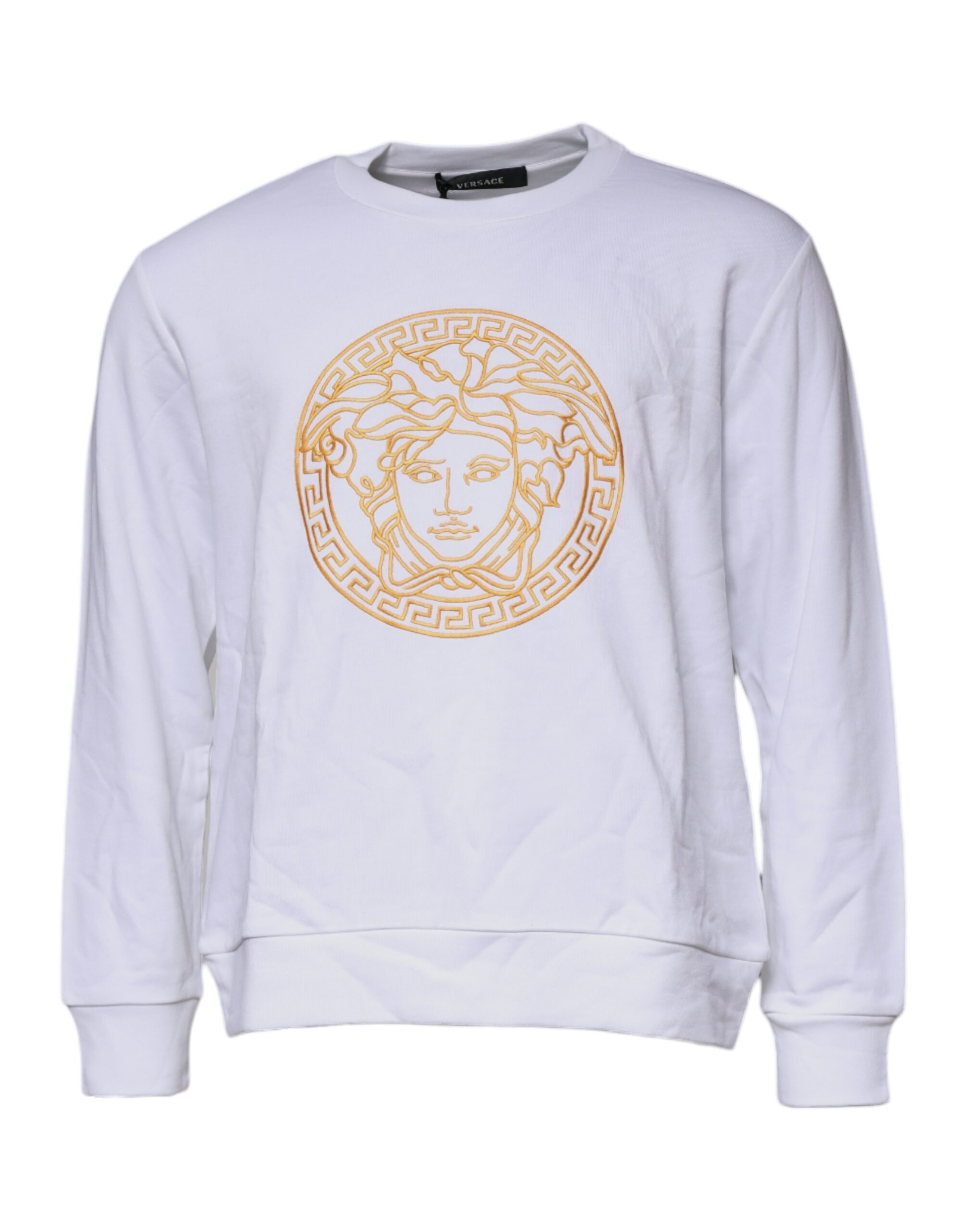 Versace White Medusa Embroidery Crew Neck Pullover Men's