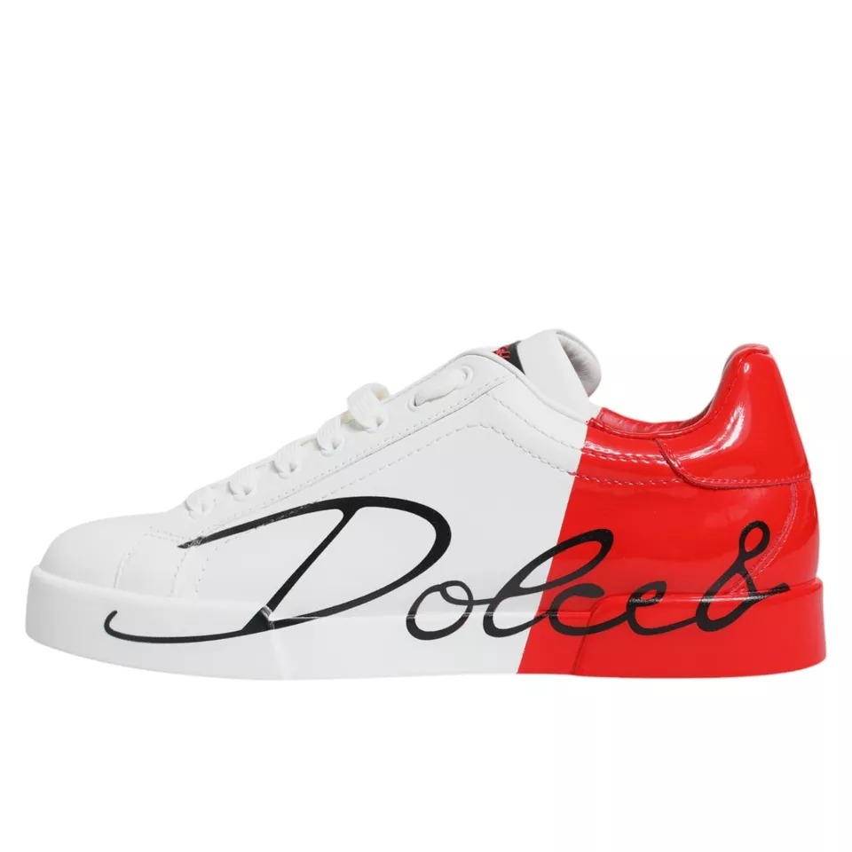 【Dolce&Gabbana】PORTOFINO ロートップ スニーカー カーフ 白赤 Dolce & Gabbana White Red Portofino Low Top Sneakers Men's