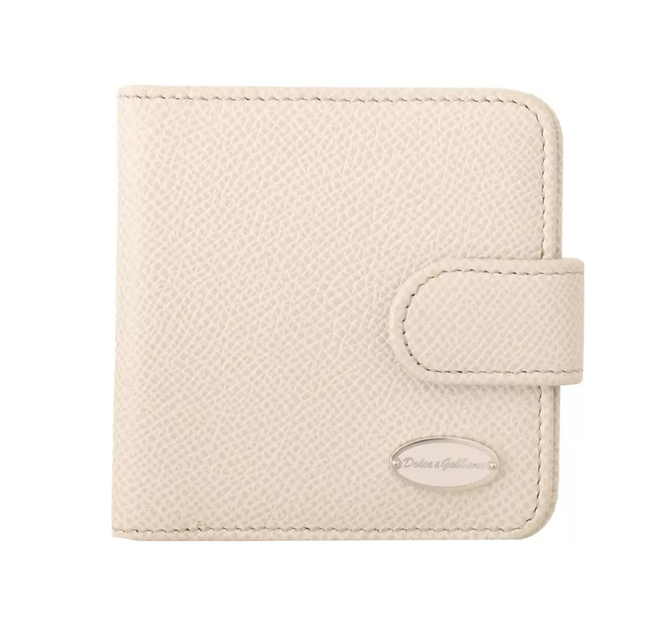 White Dauphine Leather Condom Case Holder Pocket Wallet