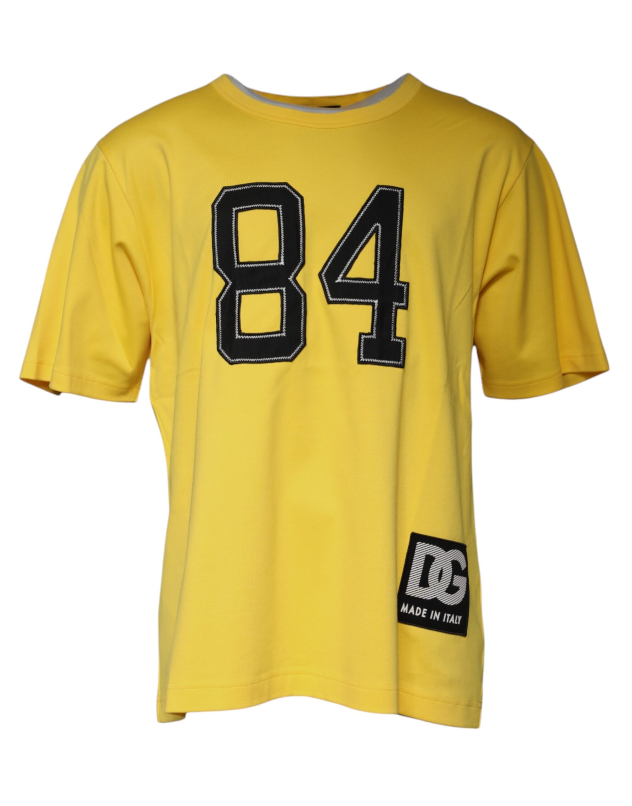 DOLCE & GABBANA メンズ ロゴ イエロー Tシャツ Dolce & Gabbana Yellow Crew Neck Short Sleeves Men's T-shirt