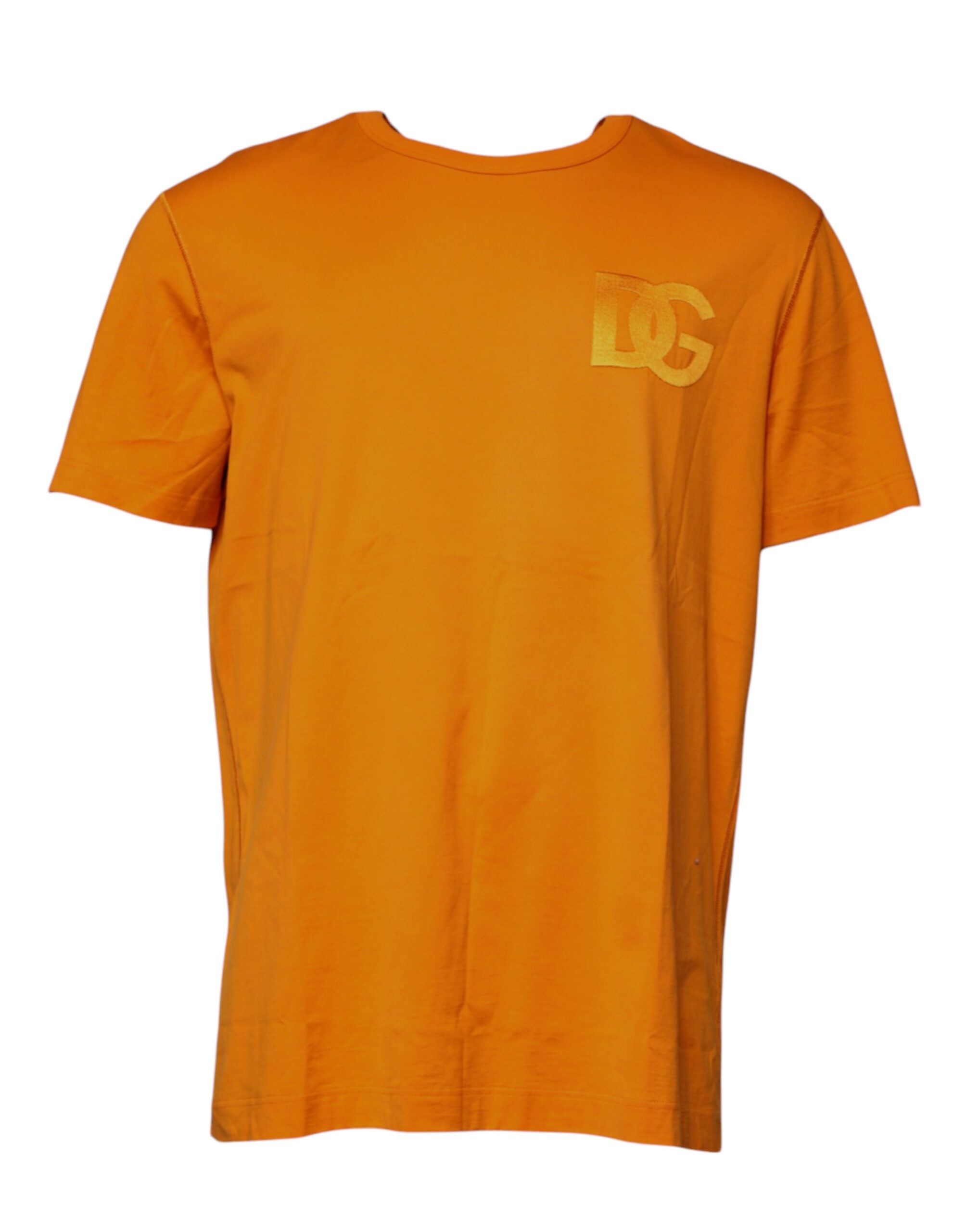 Dolce & Gabbana Orange Logo Cotton Crew Neck Men's T-shirt