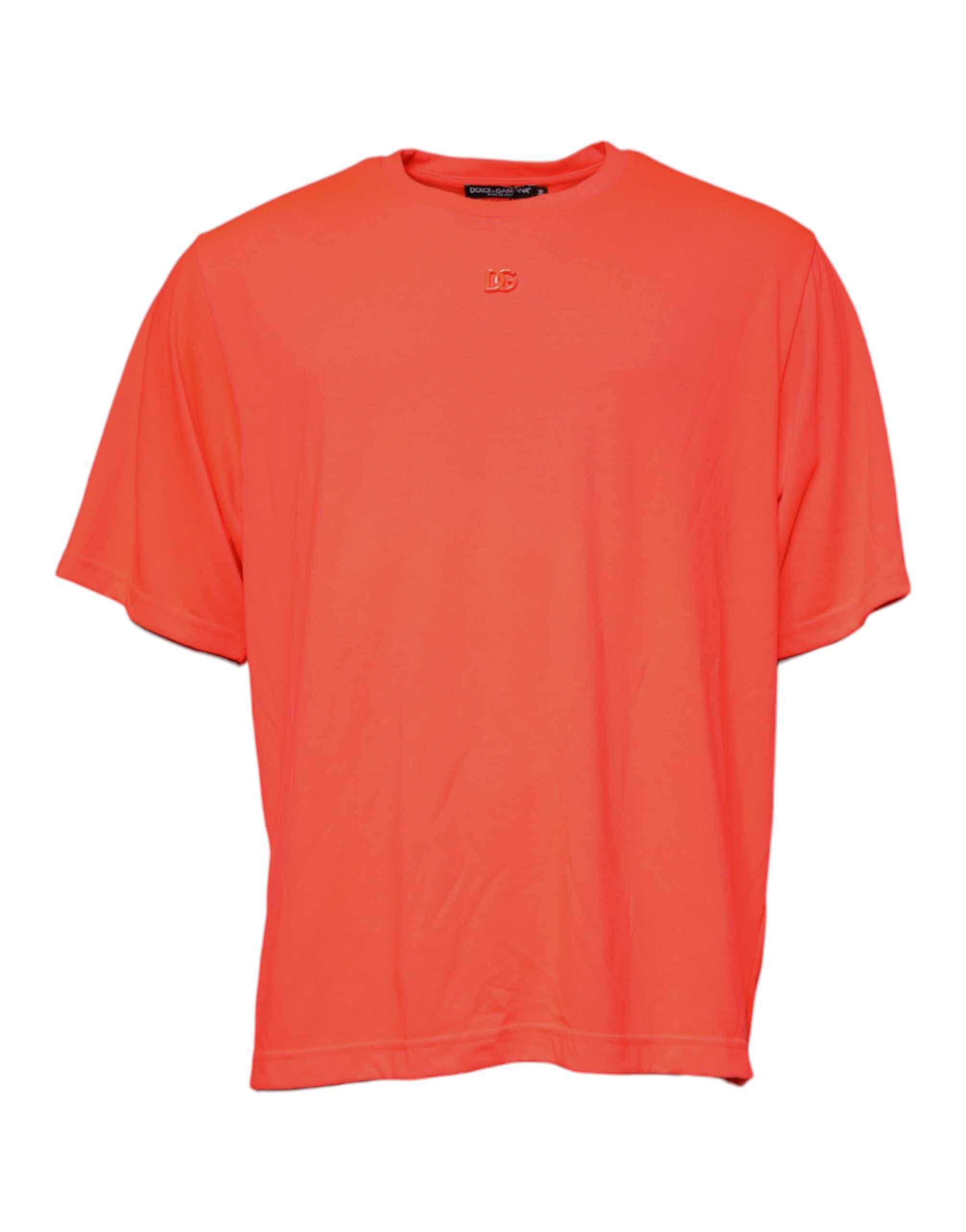 Dolce & Gabbana Orange Logo Polyester Crew Neck Men's T