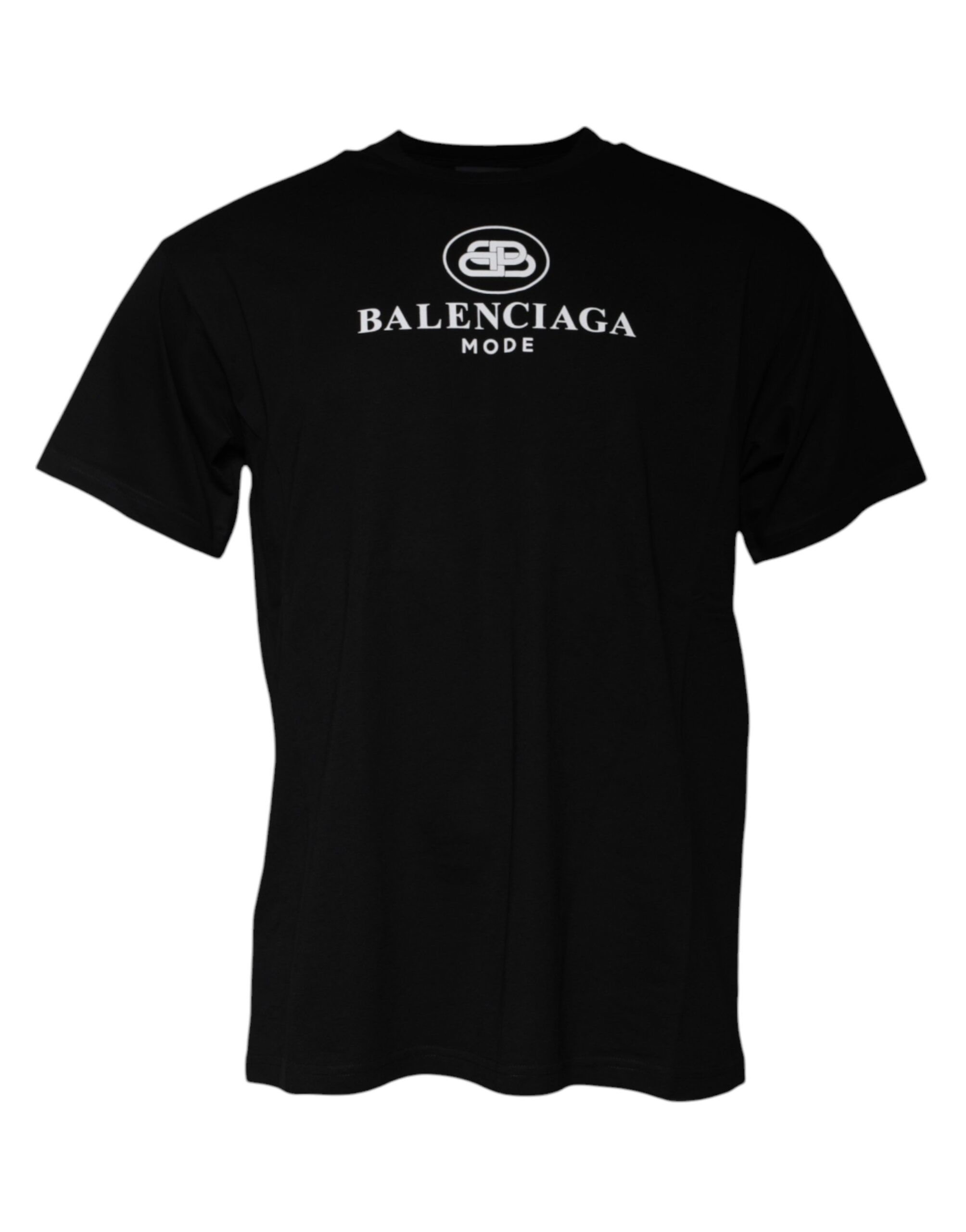 Balenciaga Black Cotton Logo Print Crew Neck Short Sleeves Men's T-shirt (Pre-Owned)