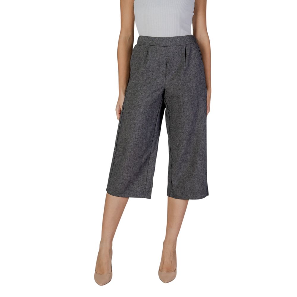 Black And White Polyester Cropped Pant