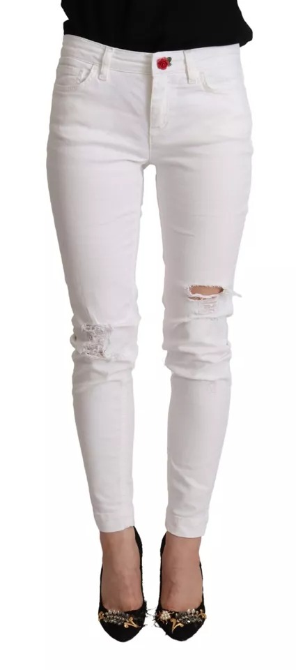 White Cotton Denim Pretty Slim Fit Jeans
