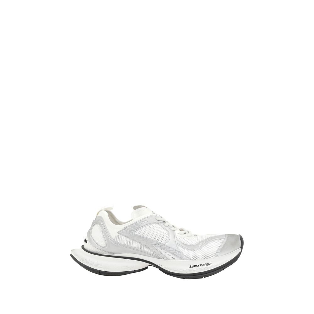 White Polyester Athletic Sneakers