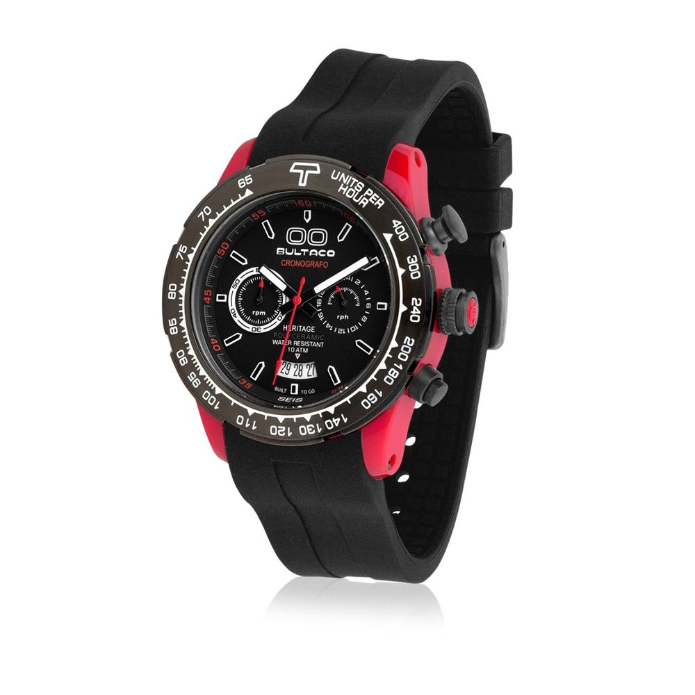 Bultaco Black Rubber Men's Watch