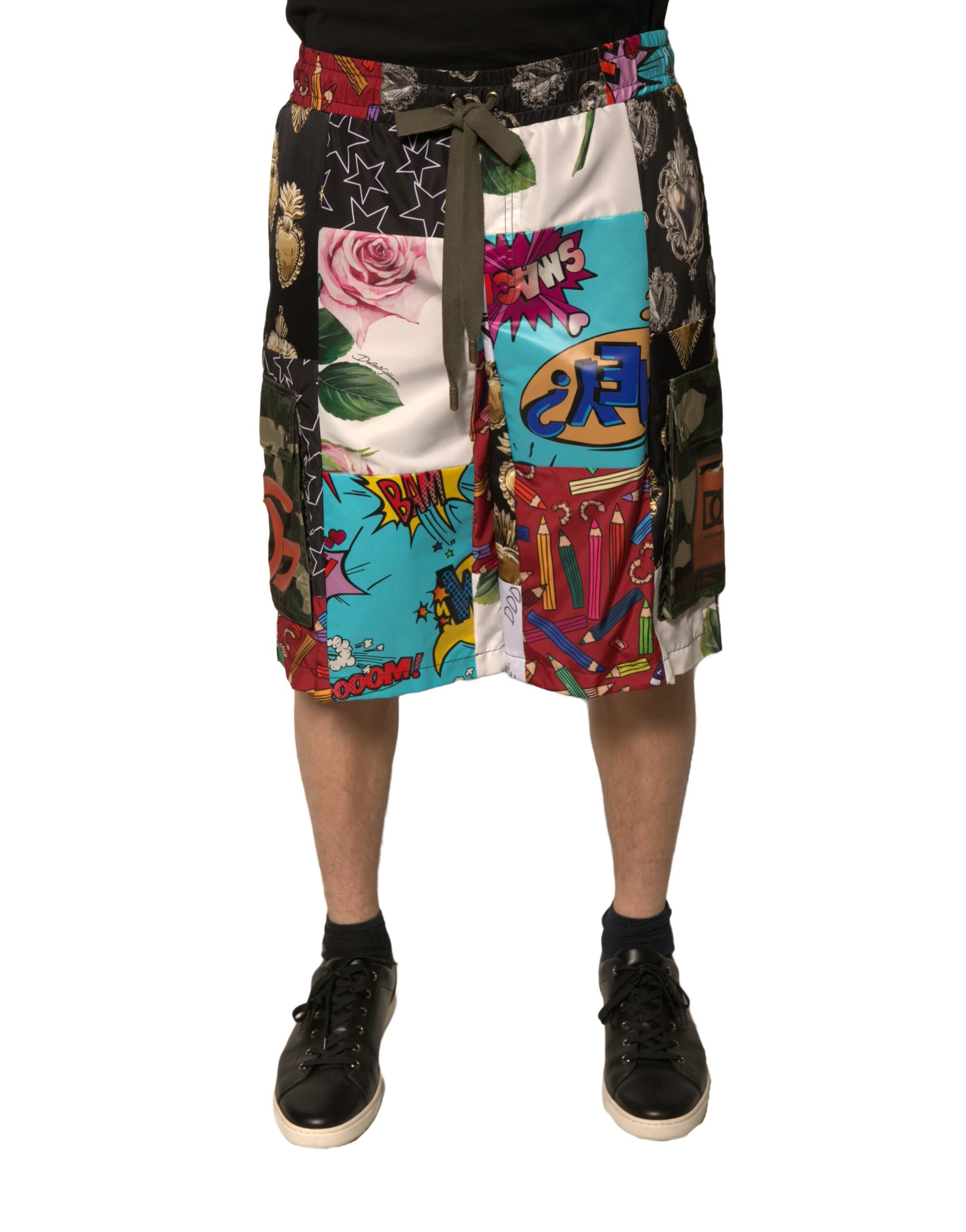Dolce & Gabbana Multicolor Patchwork Cargo Bermuda Men's