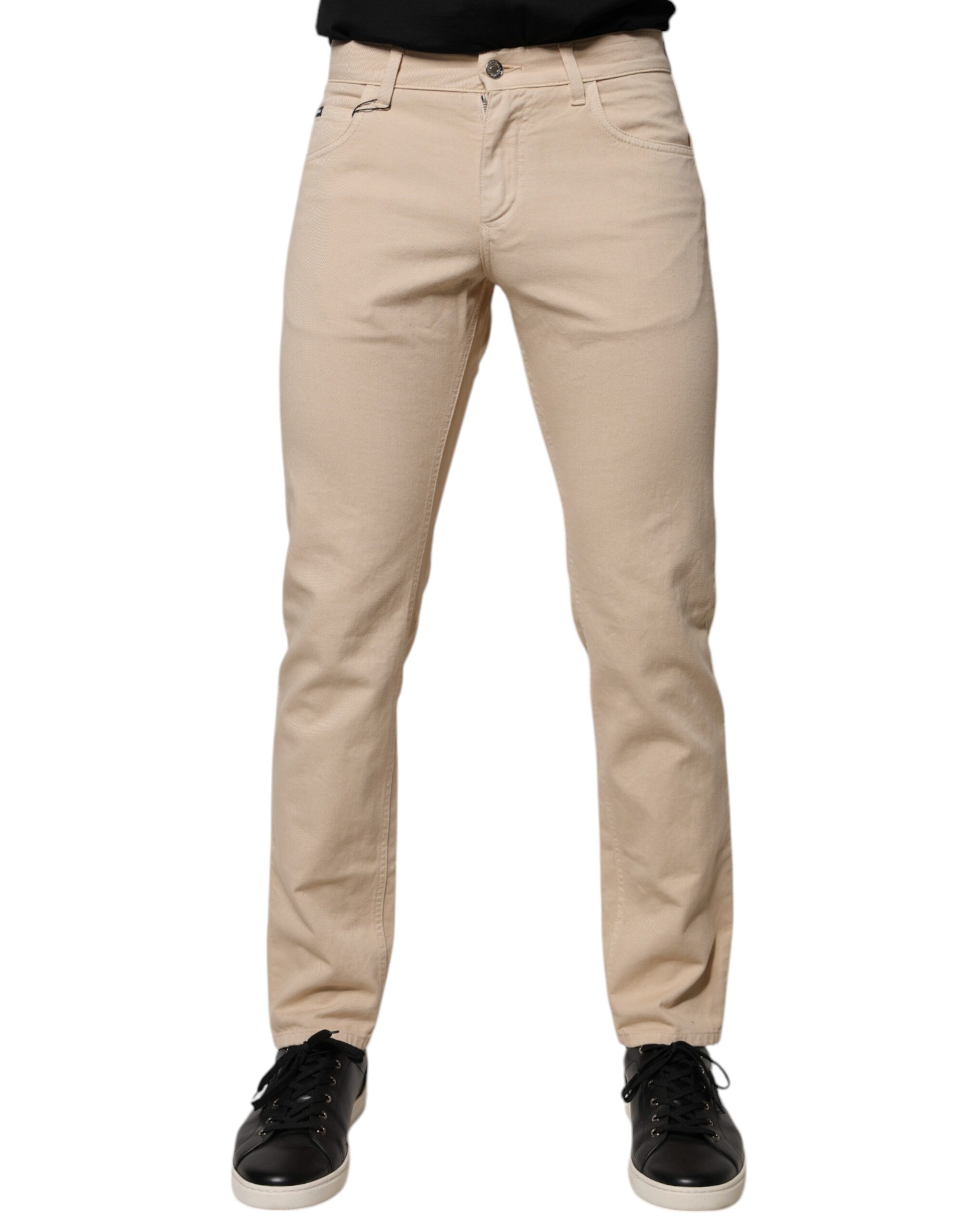 Dolce & Gabbana Beige Cotton Stretch Regular Men Denim Men's
