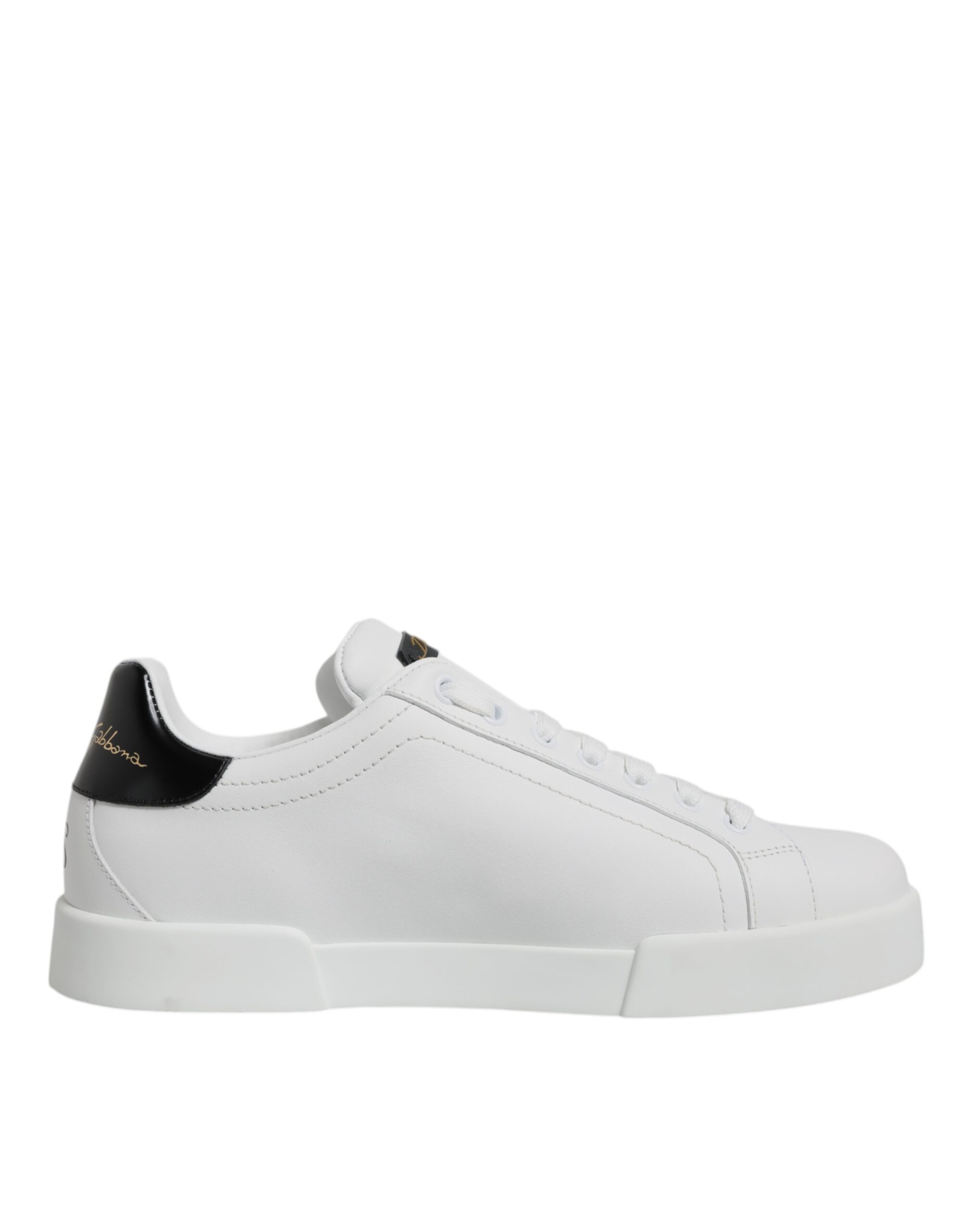 Dolce & Gabbana White Leather Low Top Lace Up Sneakers Men's