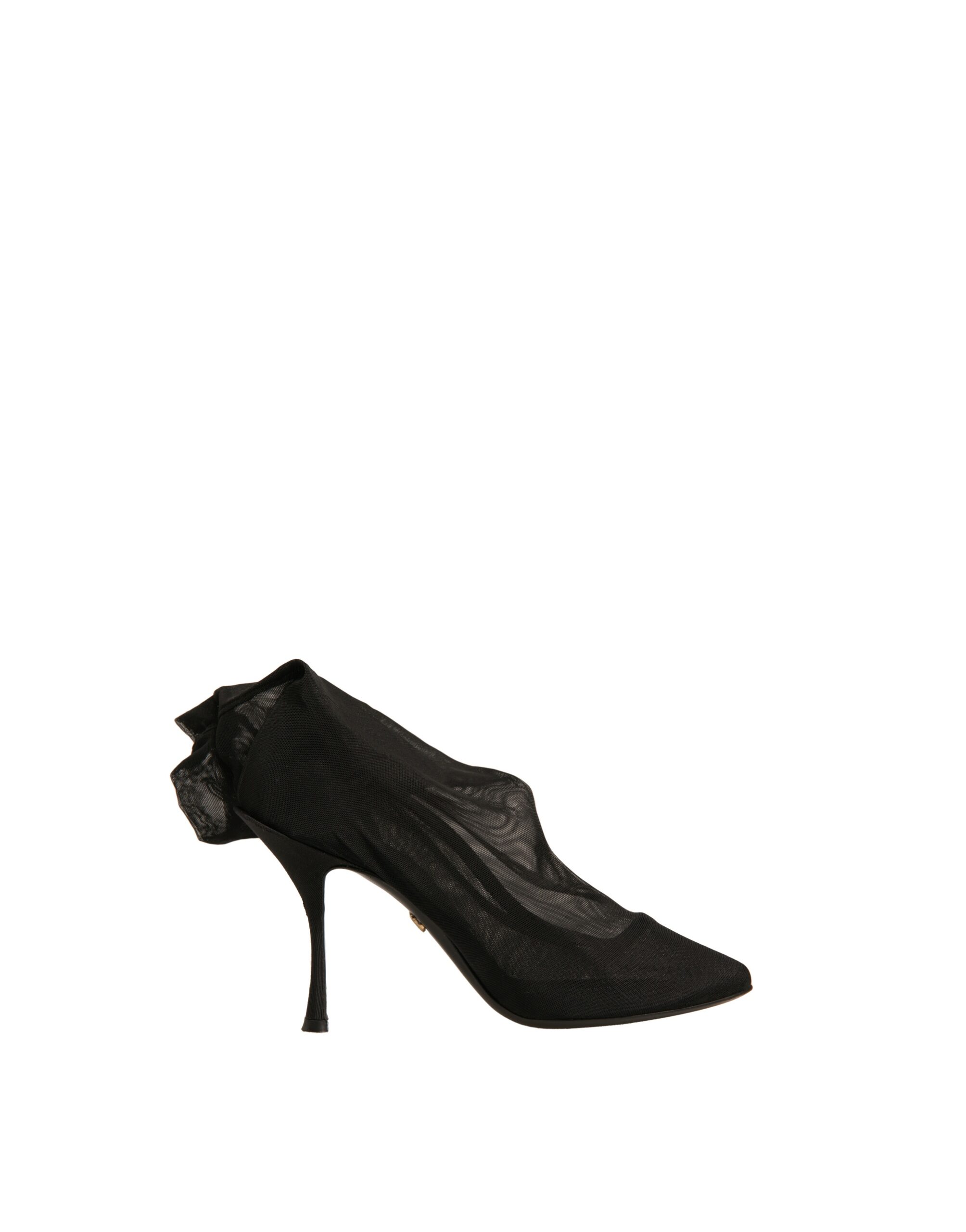 Dolce Gabbana Seta Nera Rete Calzino Stile Tacco Stivali Donna