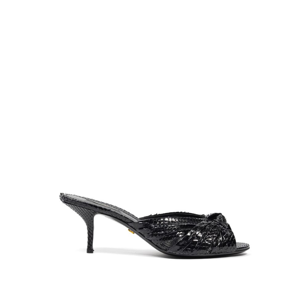 Black Snake Skin  Platform Sandals