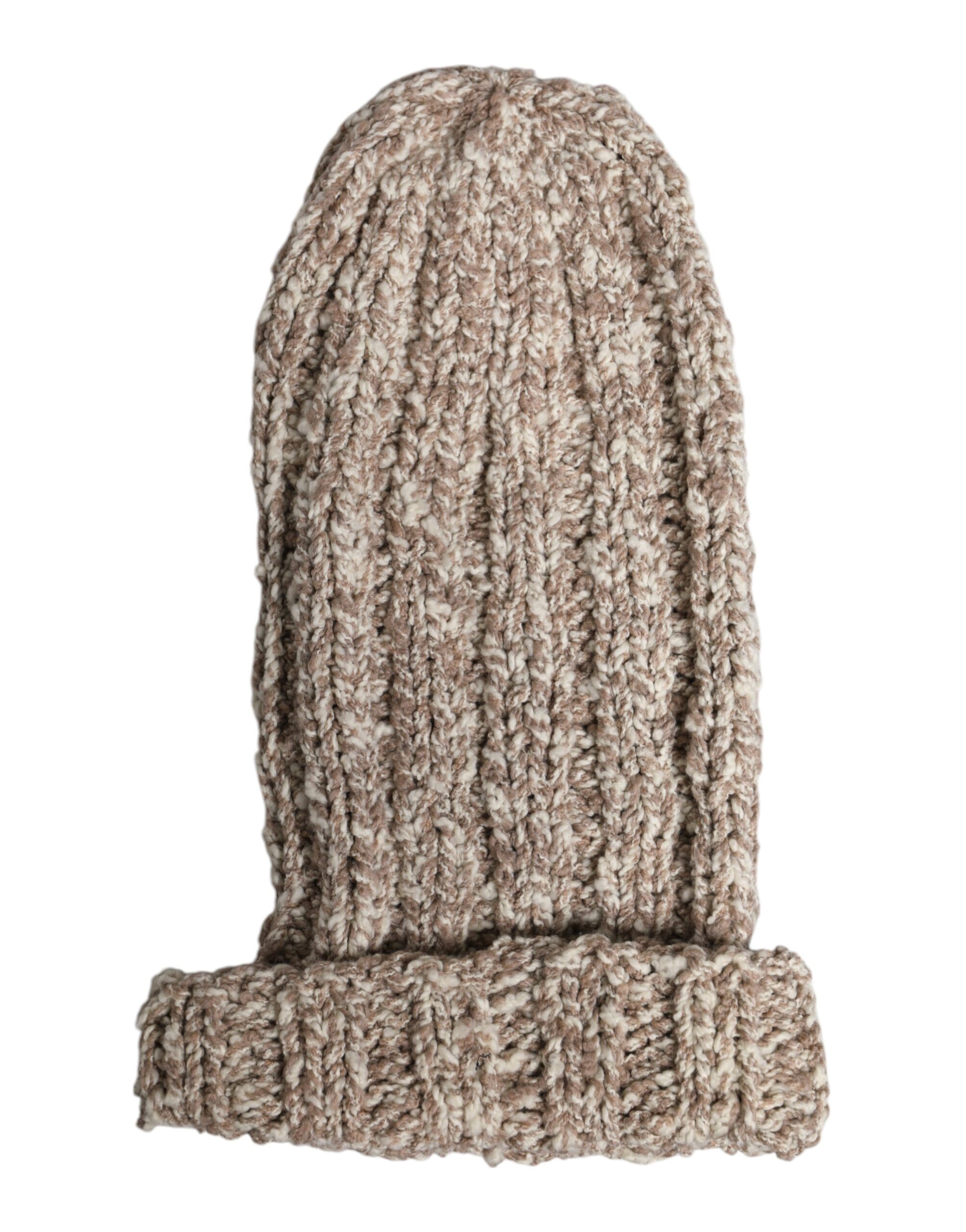 Beige Wool Knitted Ski Mask Balaclava Hat