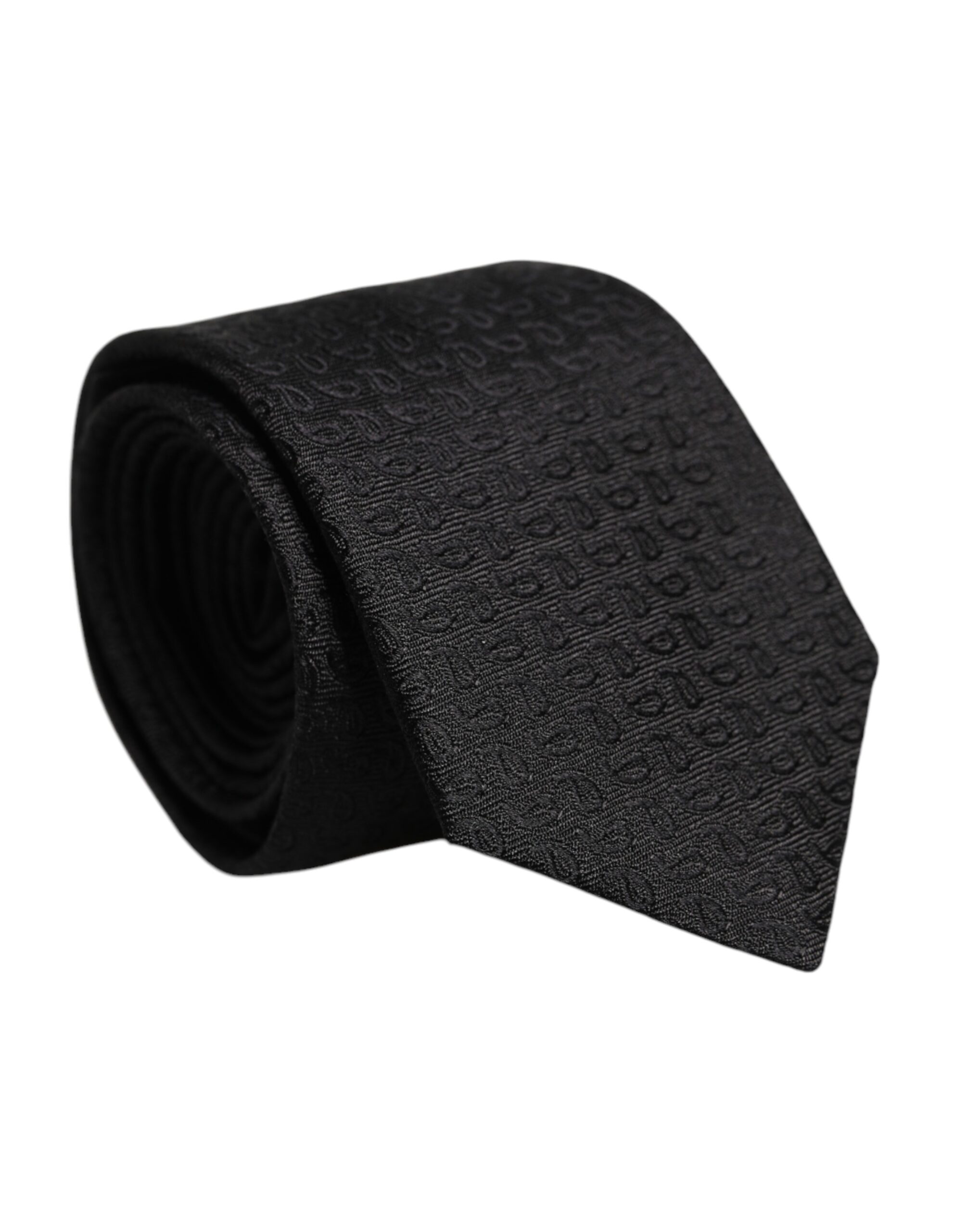 Black Patterned Silk Adjustable Necktie Tie