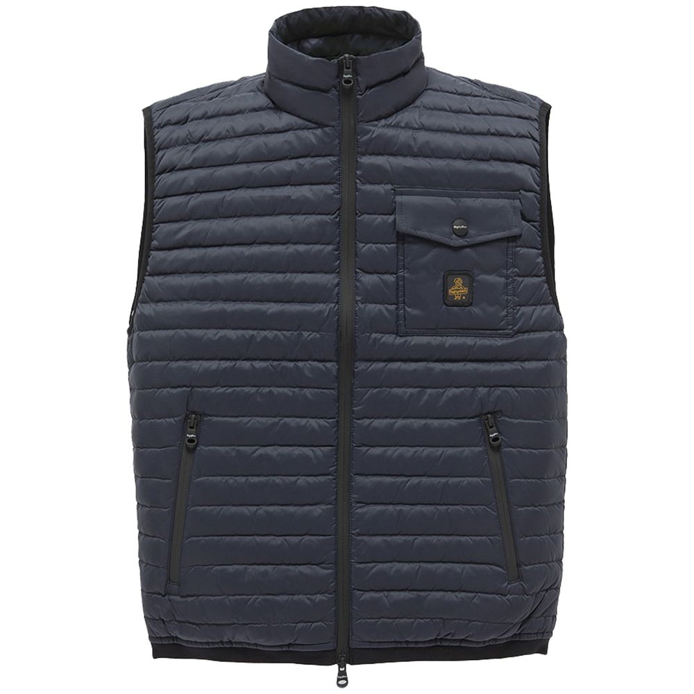 Blue Nylon Men Vest with Down Padding