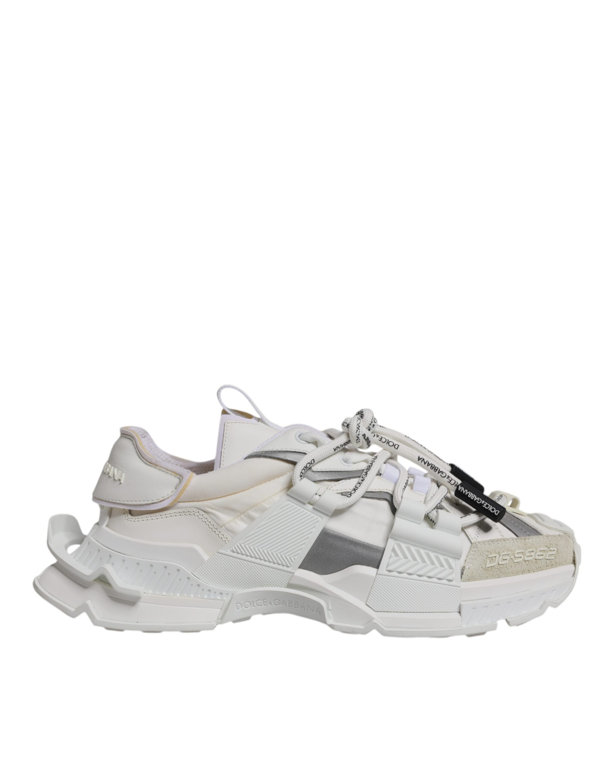 White Nylon Low Top Space Sneakers Shoes