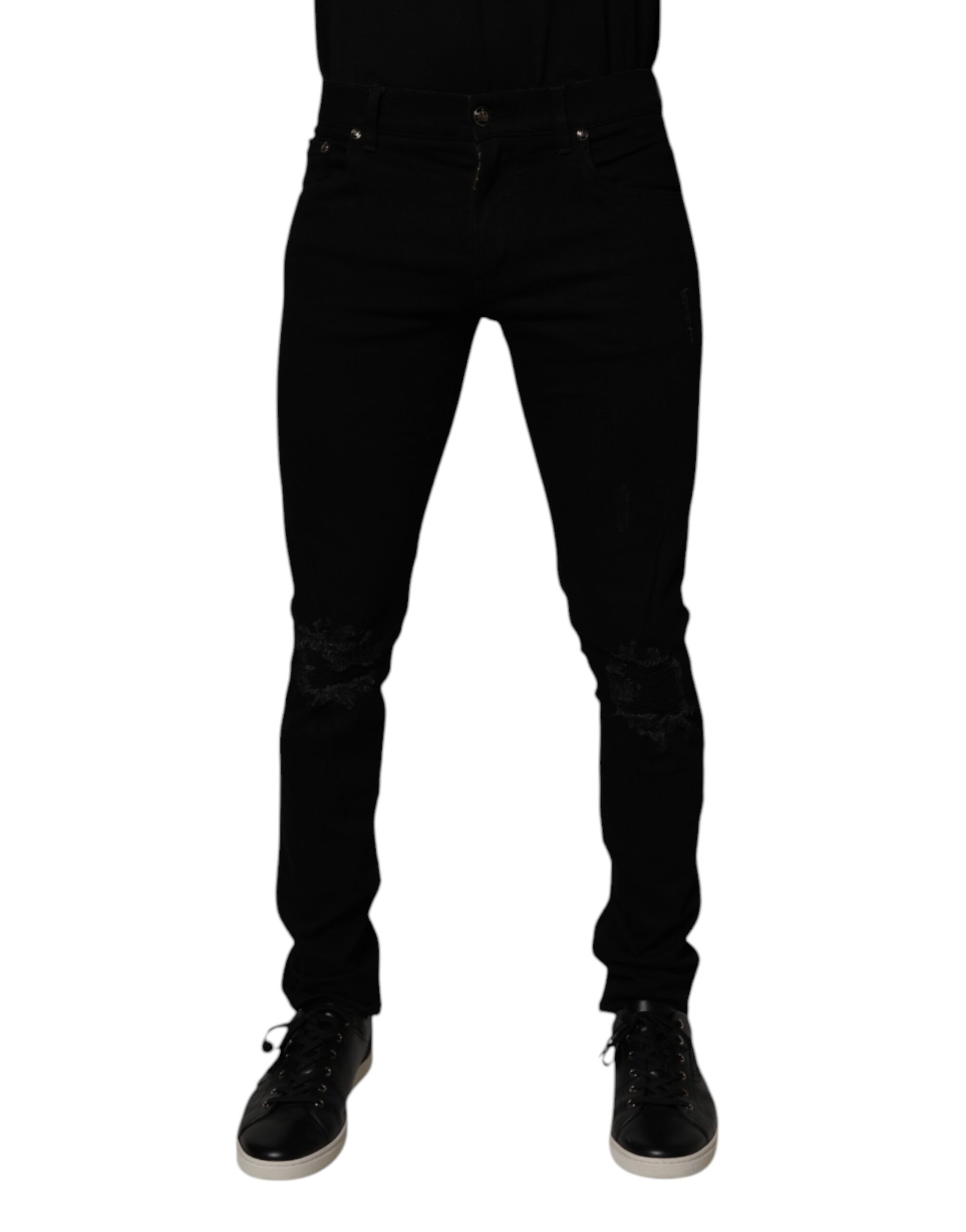 Black Cotton Stretch Skinny Men Denim Jeans
