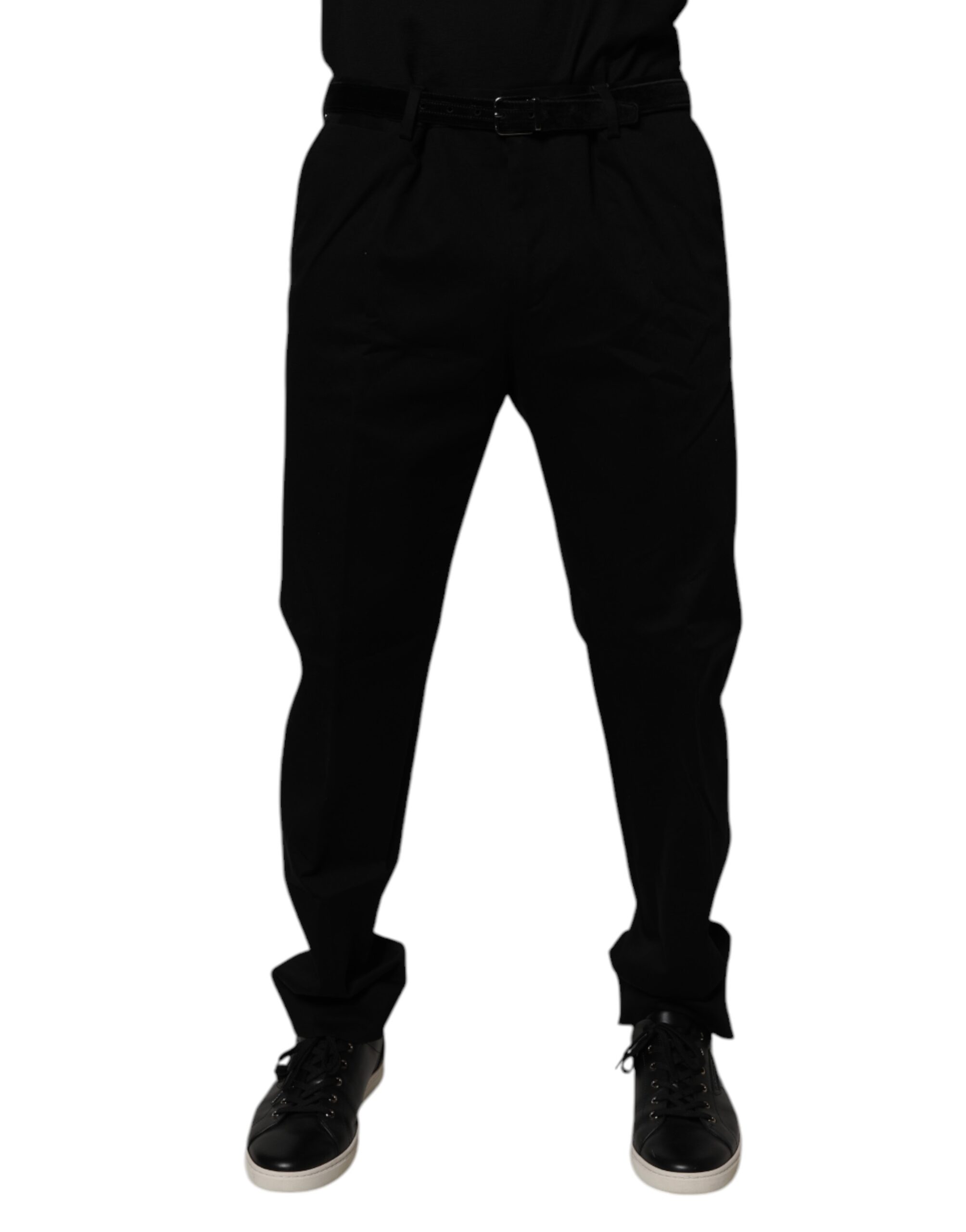 Black Cotton Men Skinny Dress Formal Pants